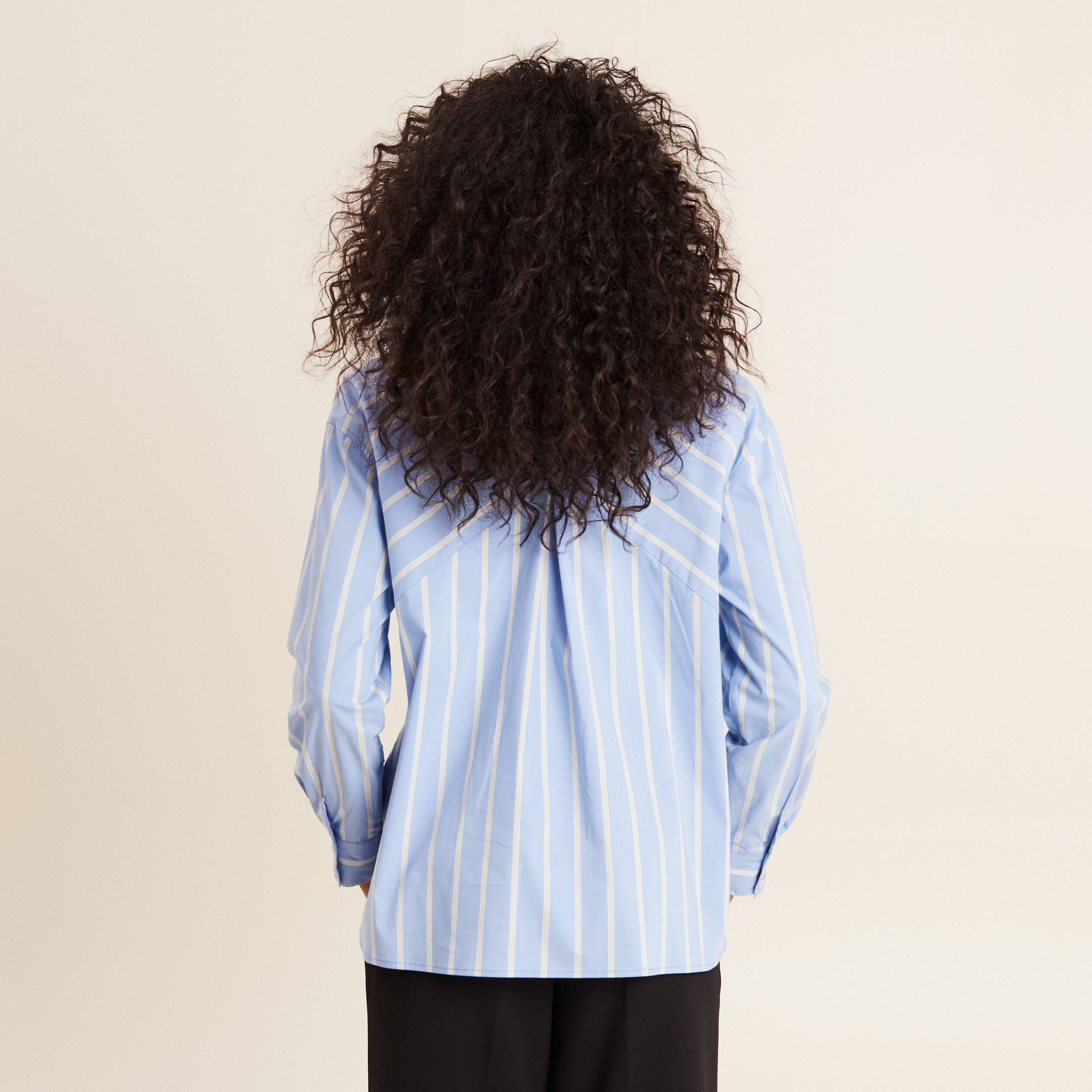 Chemise manches longues bleu femme
