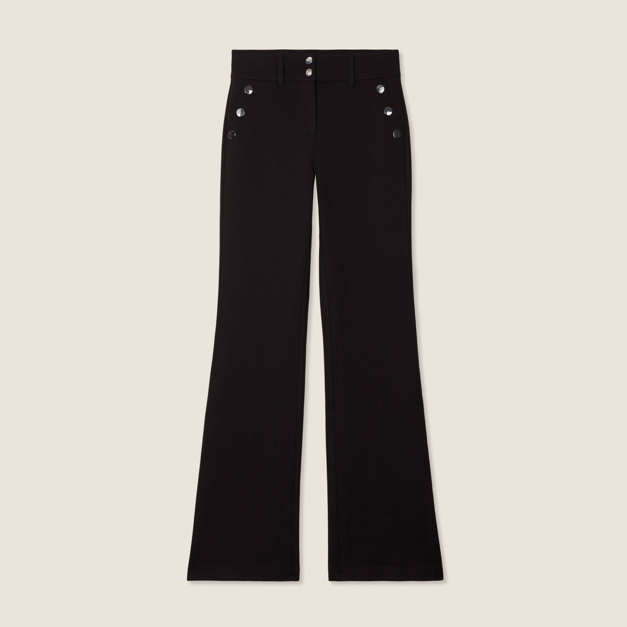 Pantalon bootcut à pont noir femme