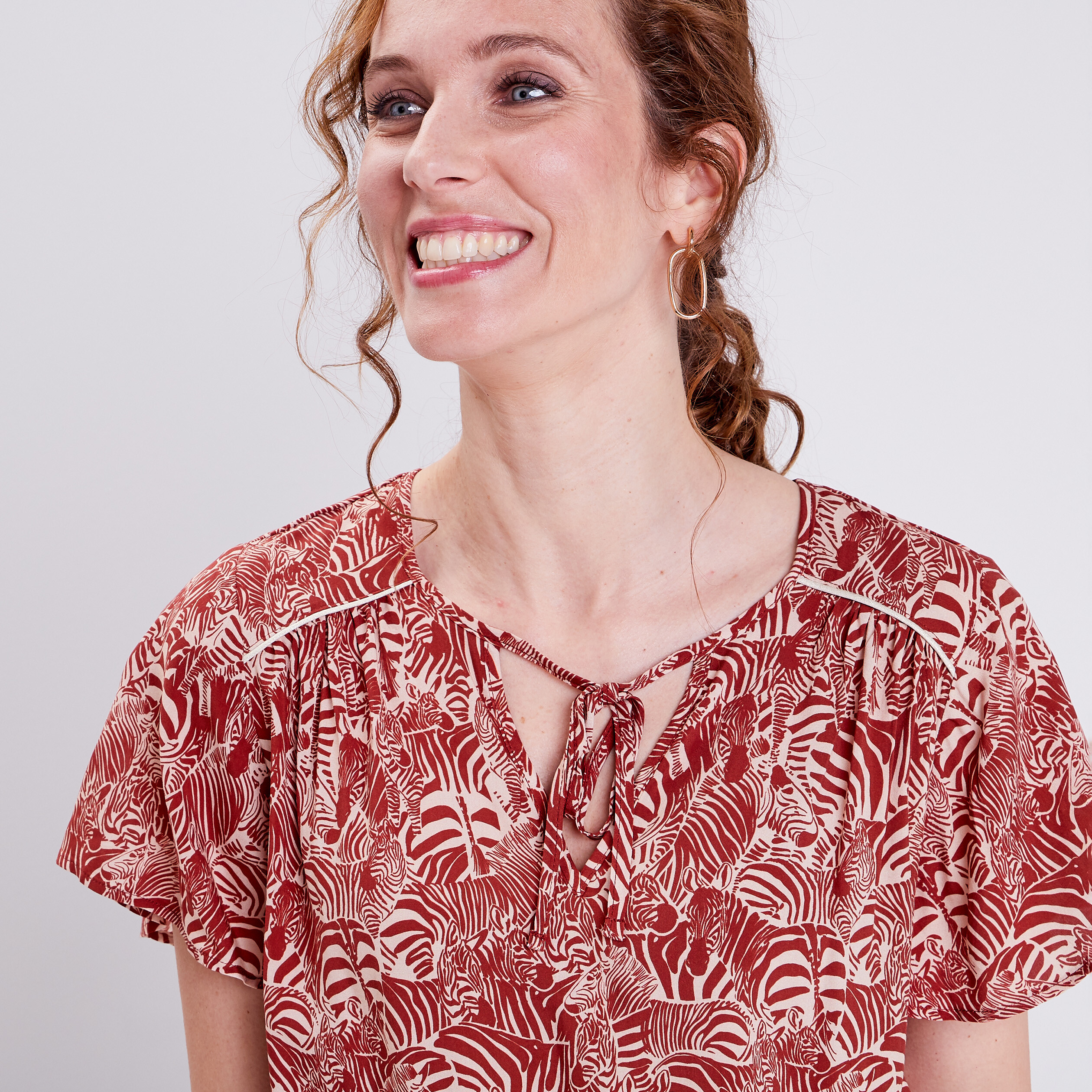 Blouse manches courtes rouge foncé femme