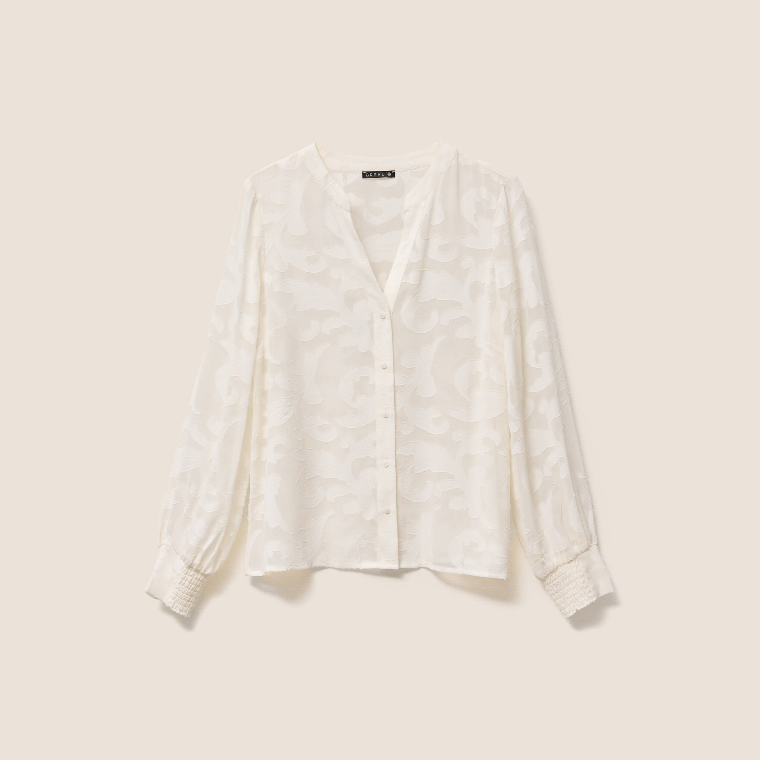 Chemise ample manches longues ecru femme
