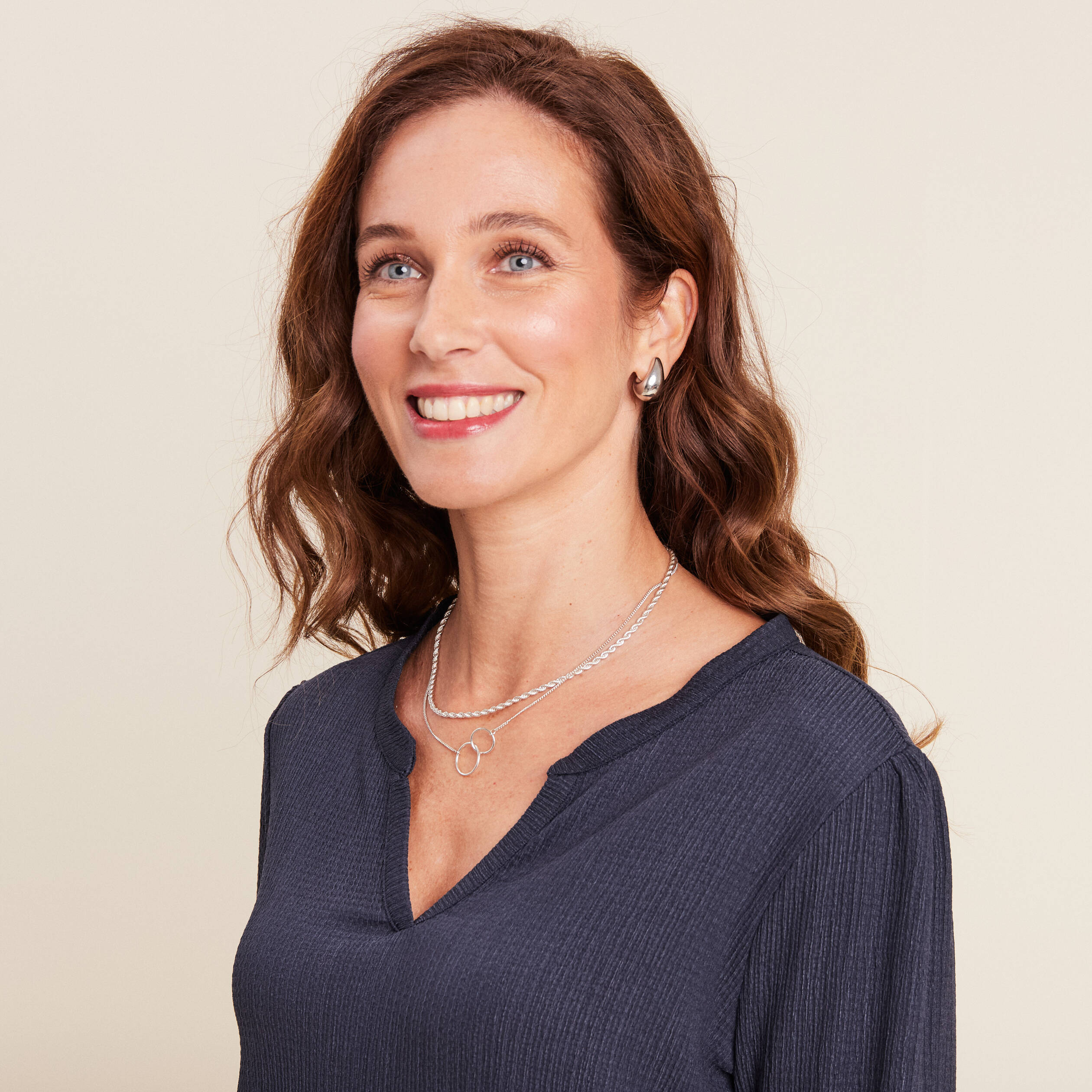 Blouse manches longues bleu foncé femme