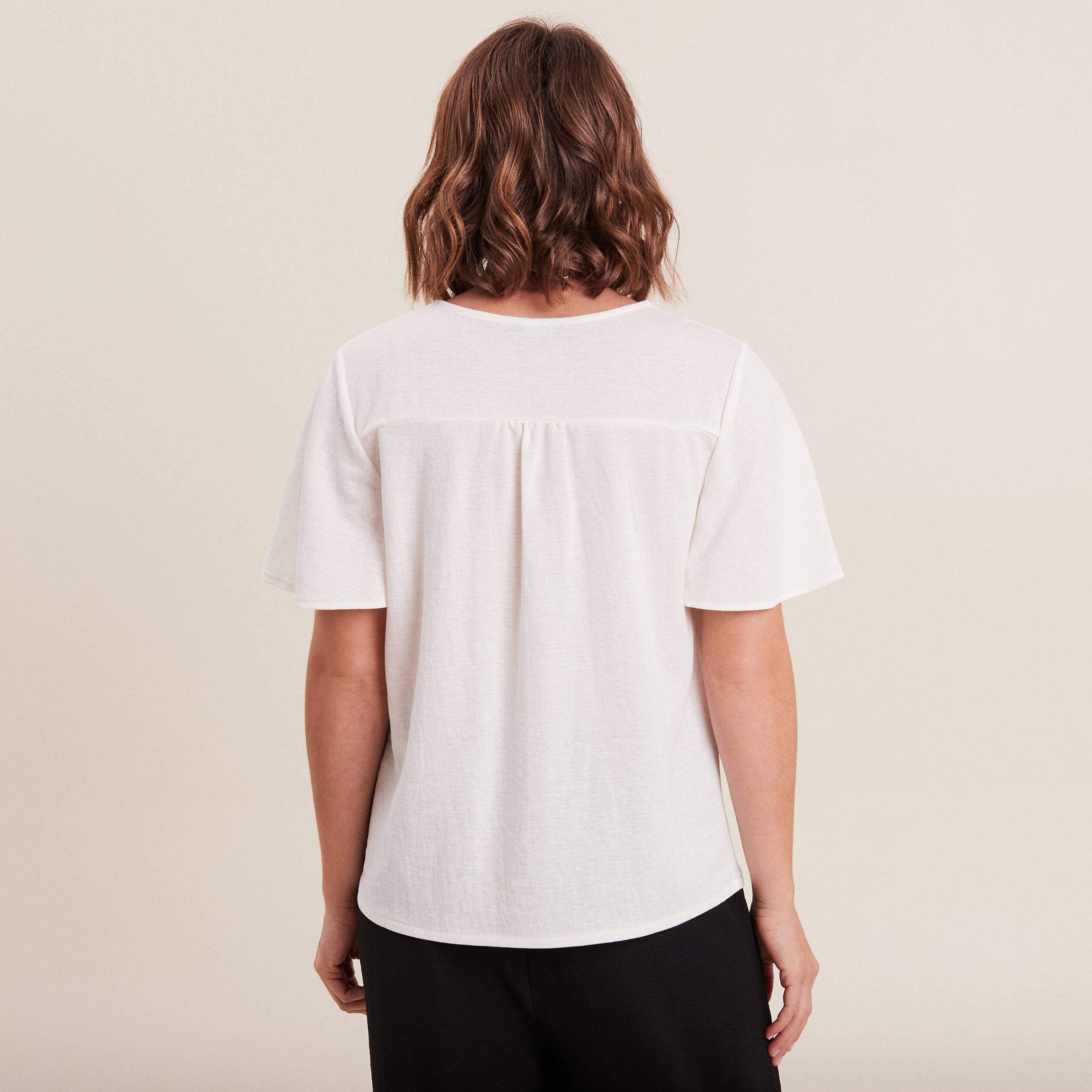 T-shirt manches courtes ecru femme