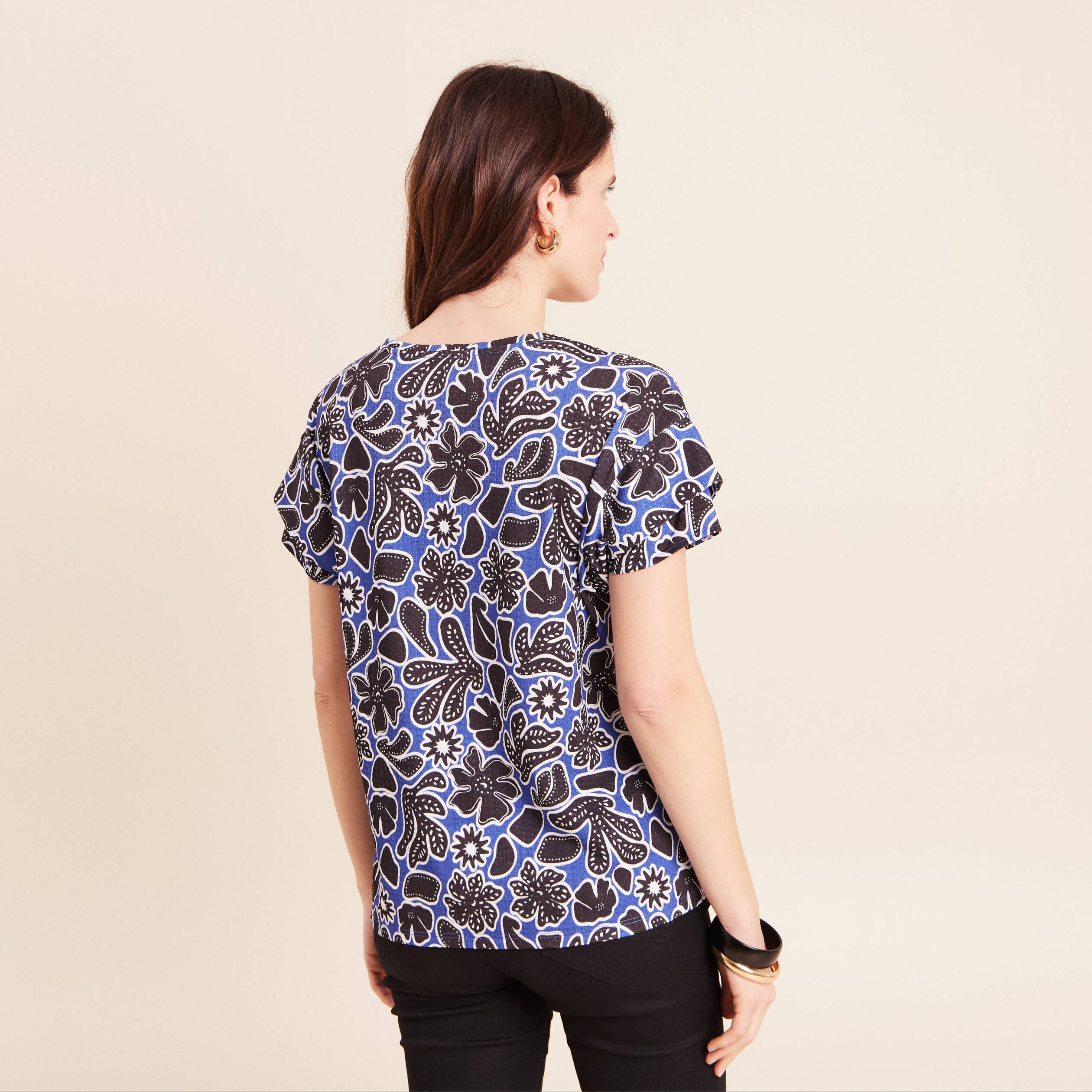 T-shirt manches courtes bleu femme