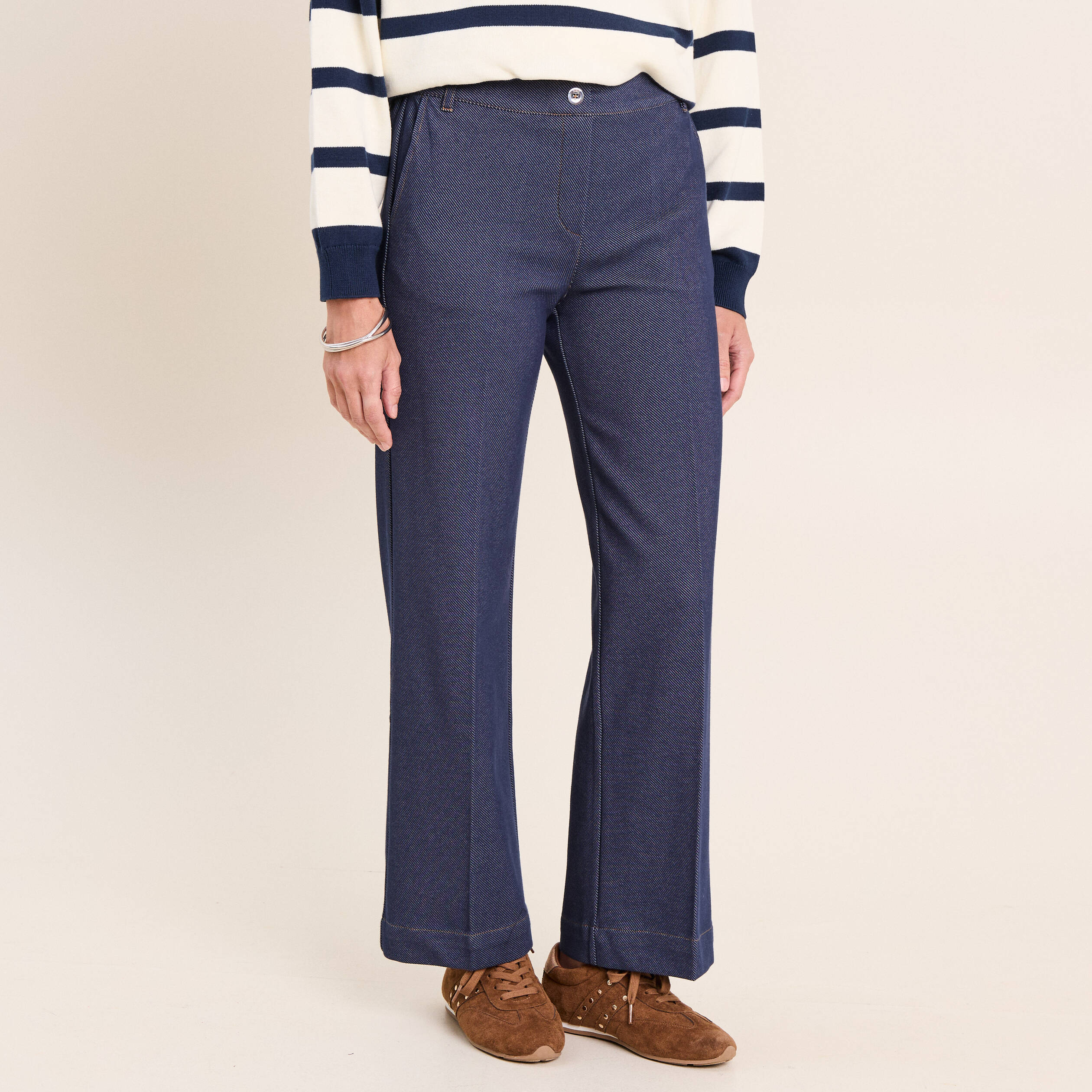 Jean large 7/8&egrave;me denim brut femme