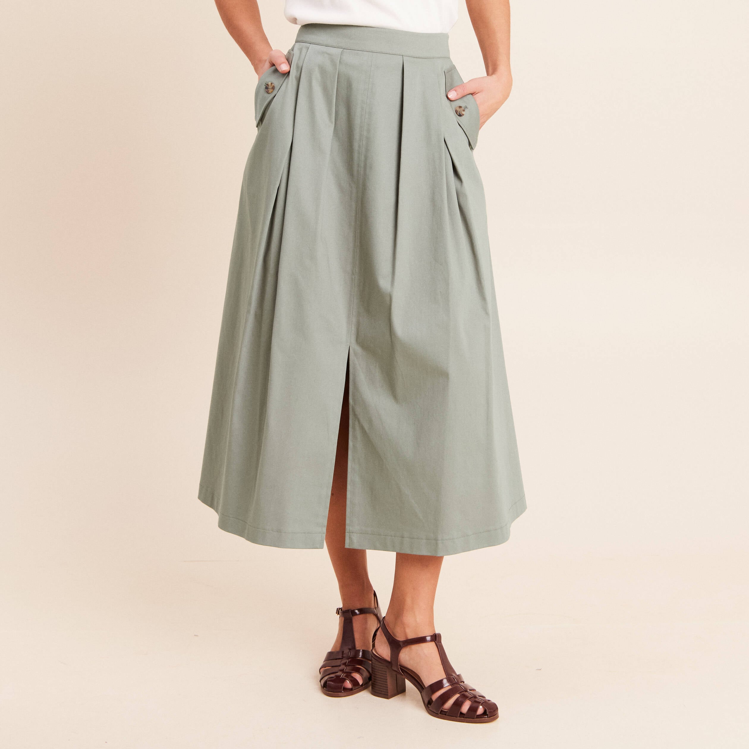 Jupe doubl&eacute;e vert clair femme