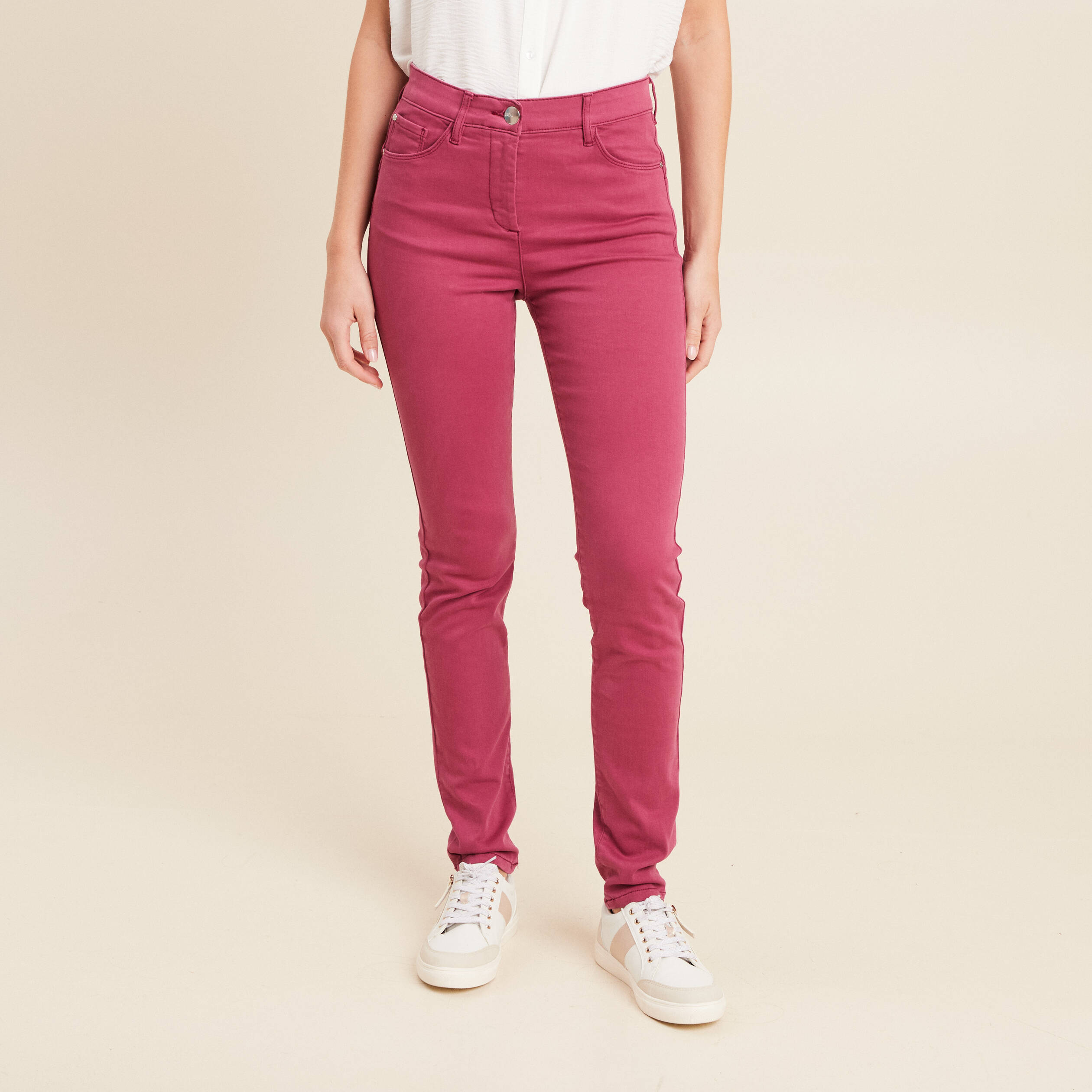 Jean magique L'Unique coupe ajust&eacute;e vieux rose femme