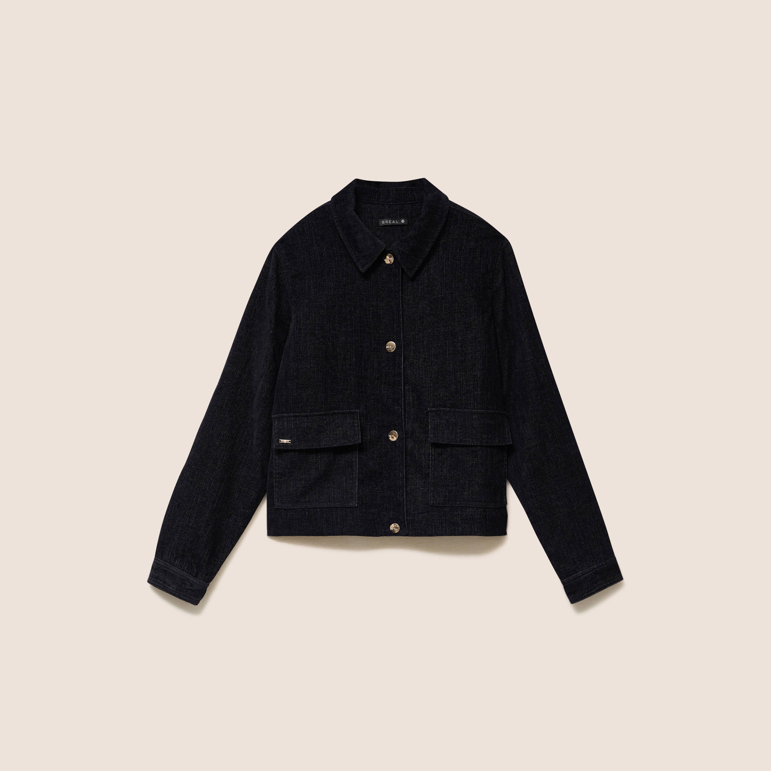 Veste courte droite denim brut femme