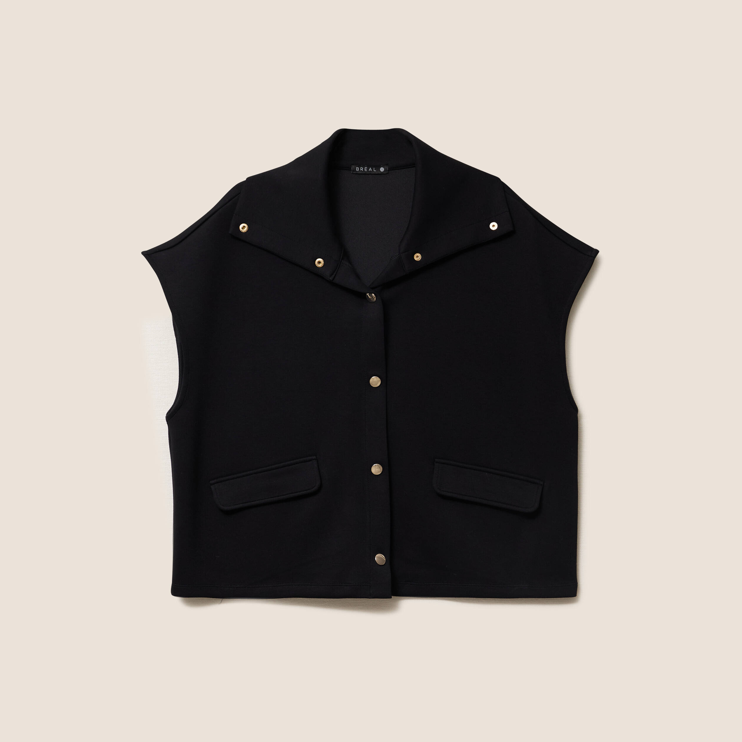 Gilet manches courtes col camionneur noir femme