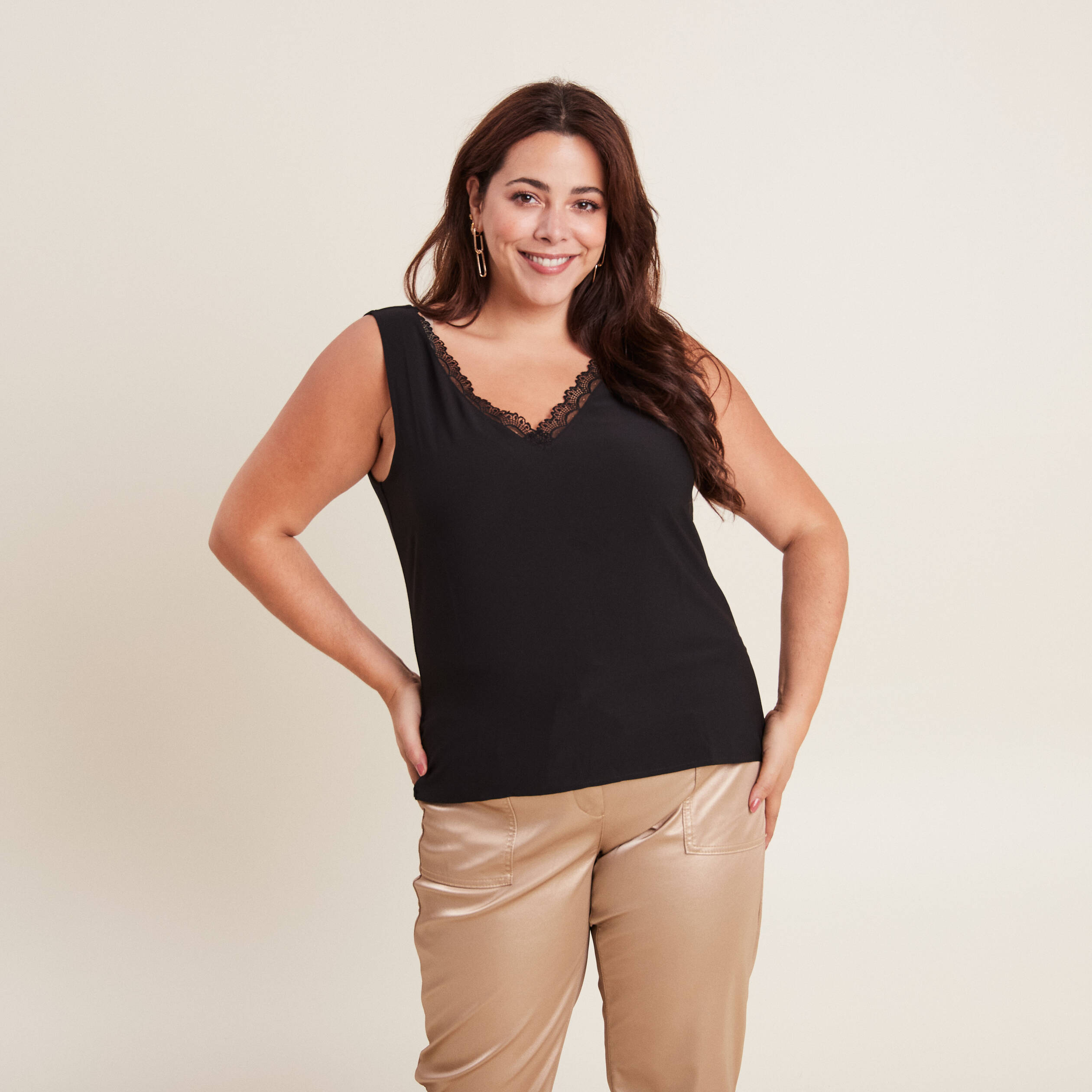 Débardeur bretelles larges noir femme