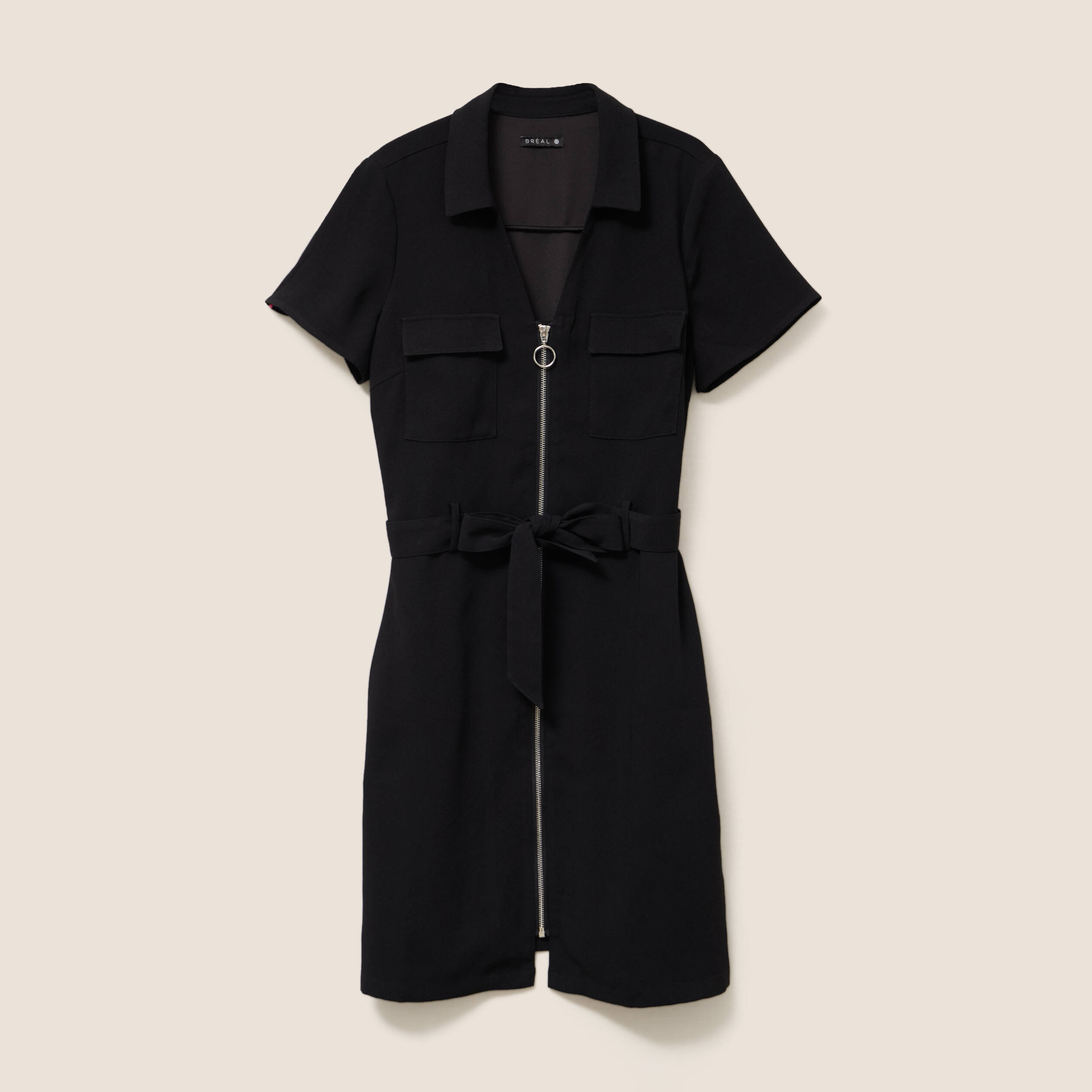 Robe courte manches courtes noir femme