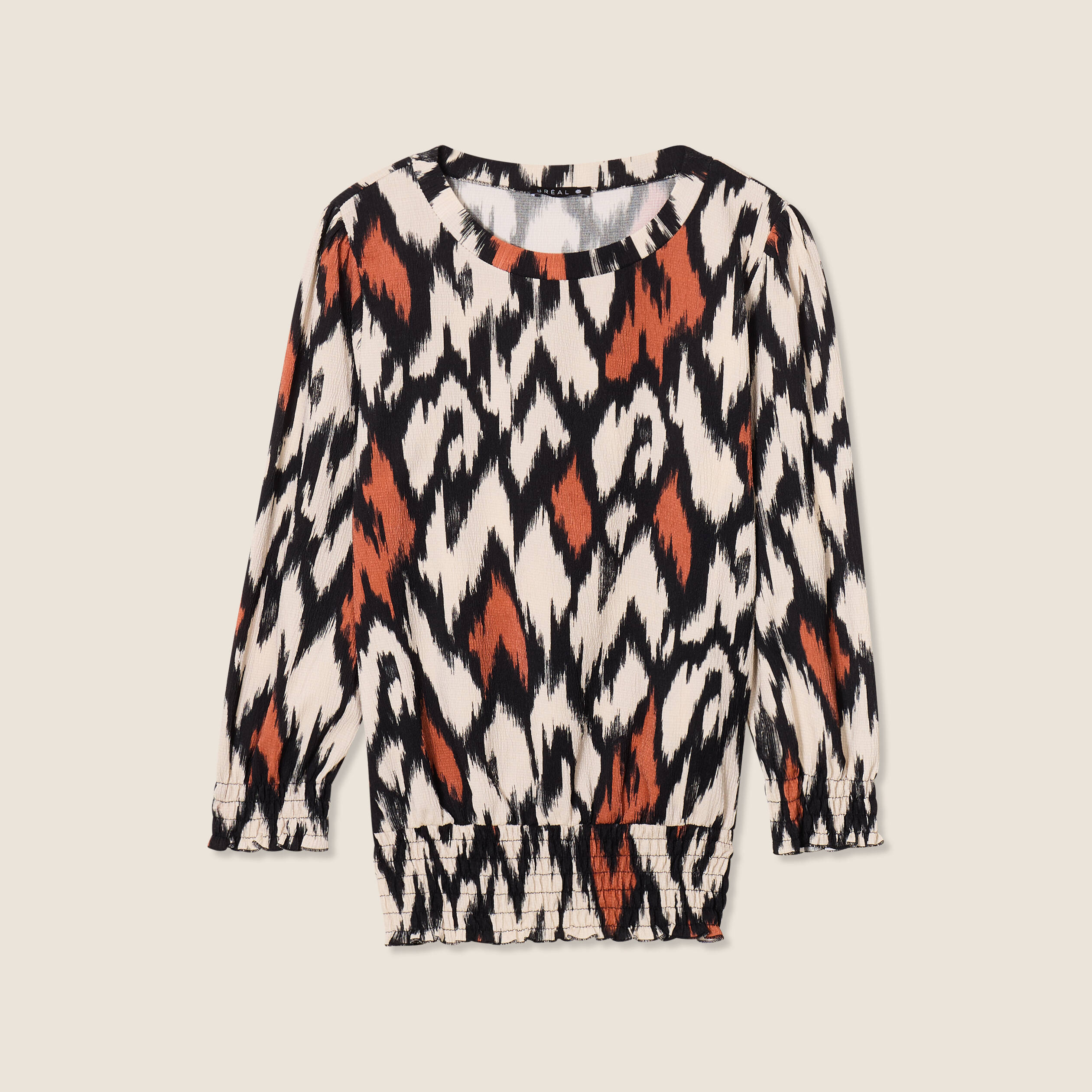 Blouse manches 3/4 orange femme