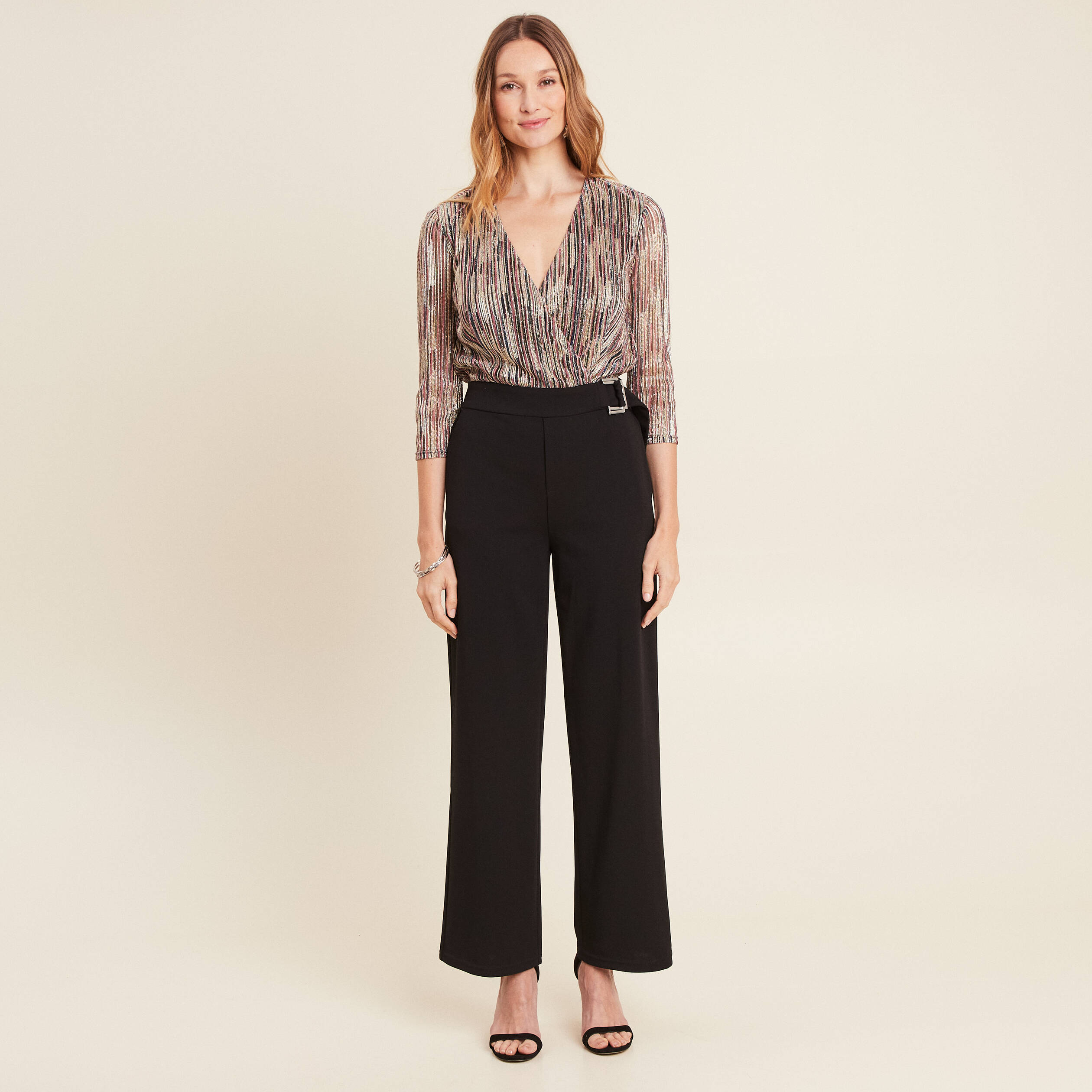 Combinaison pantalon pailletée rose femme