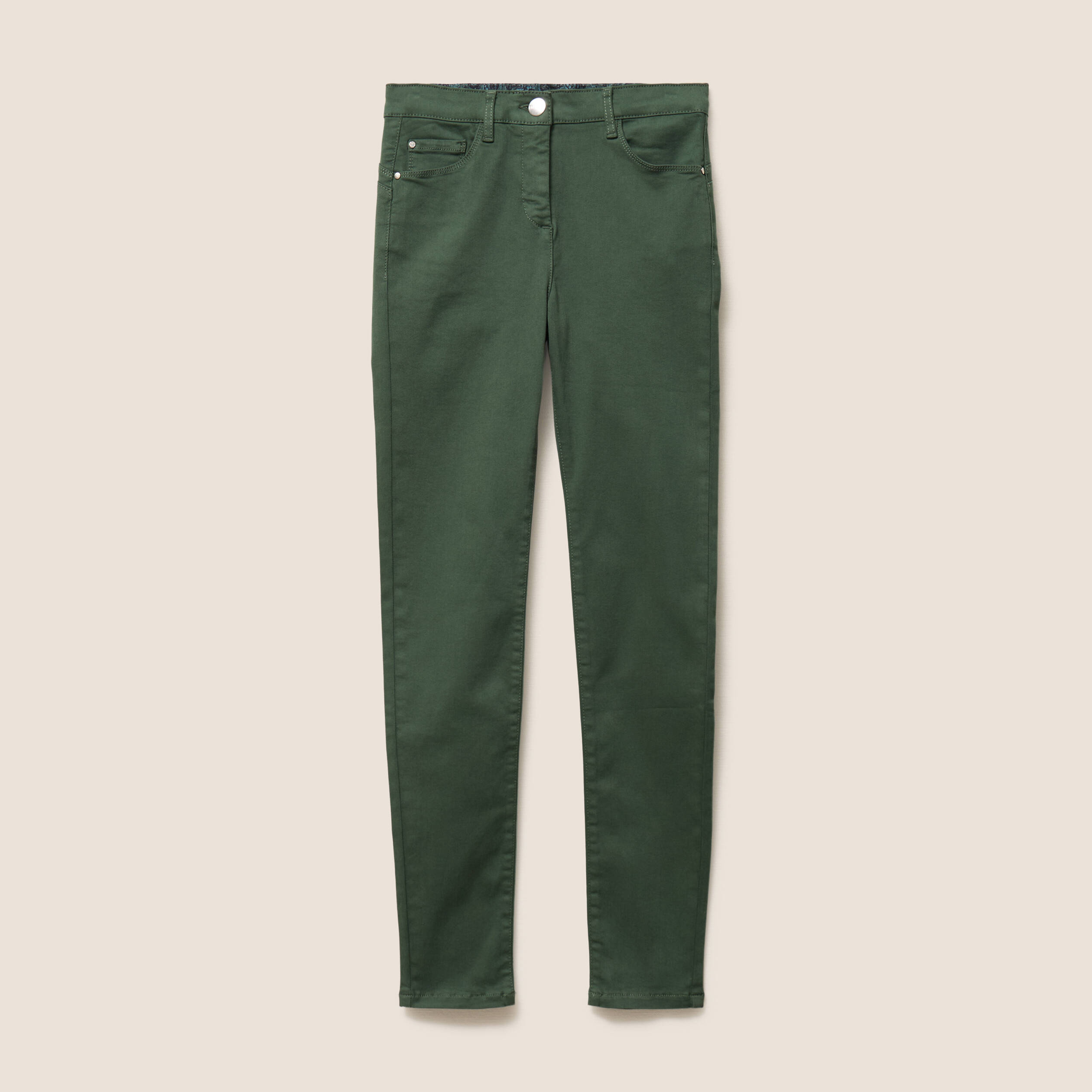 Jean magique L'Unique coupe ajust&eacute;e vert bouteille femme