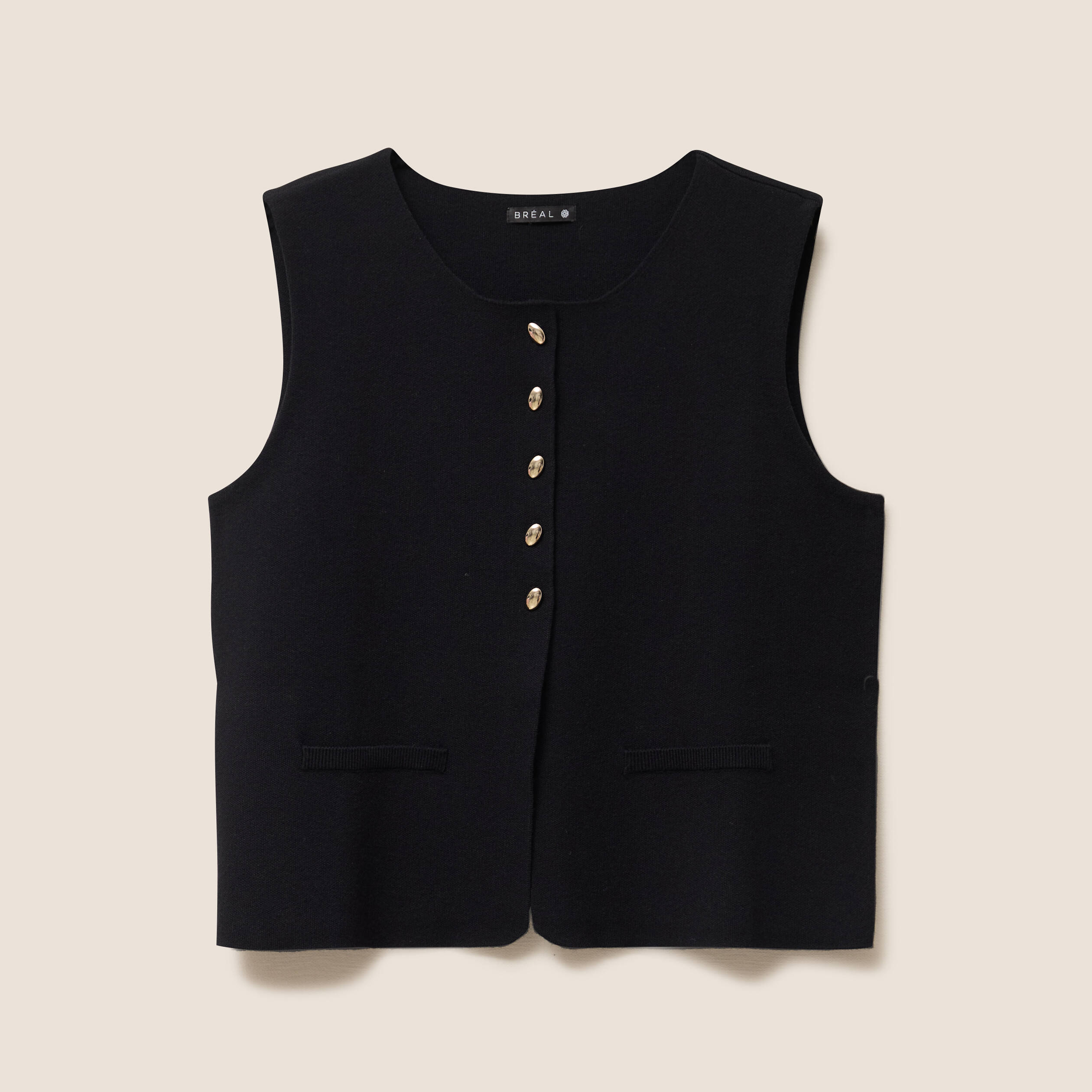 gilet droit court sans manches col rond noir femme gilet droit court sans manches col rond noir femme