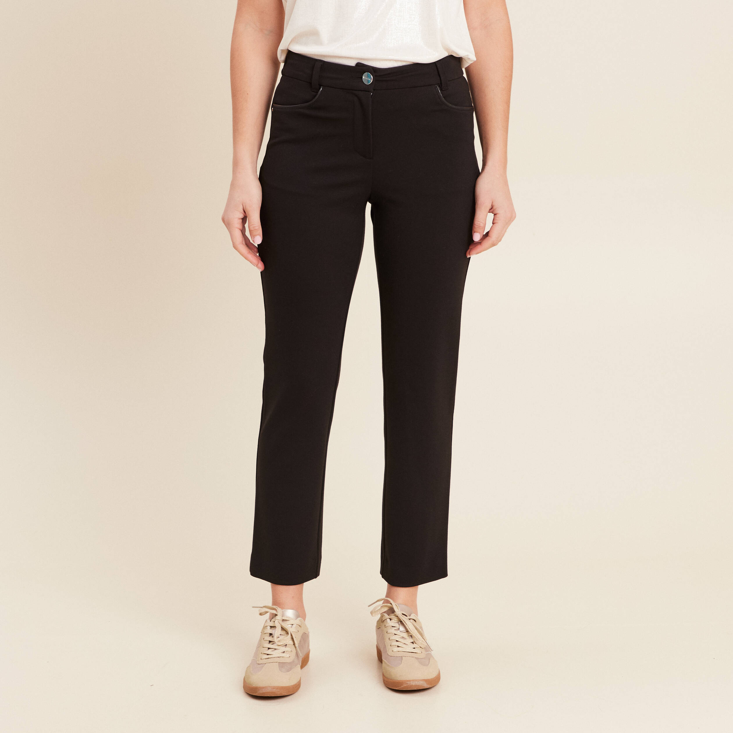 Pantalon droit noir femme