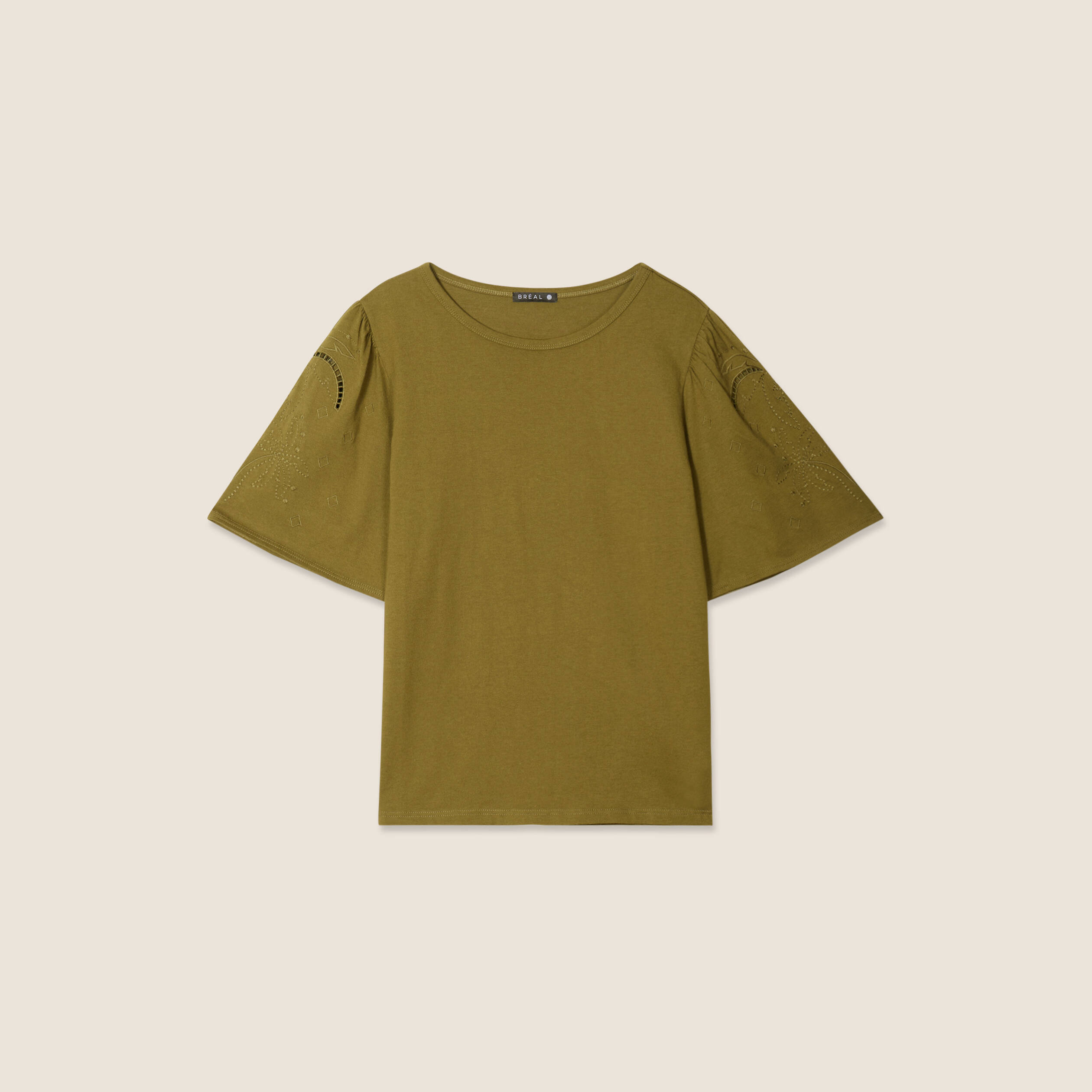 T-shirt manches courtes vert olive femme