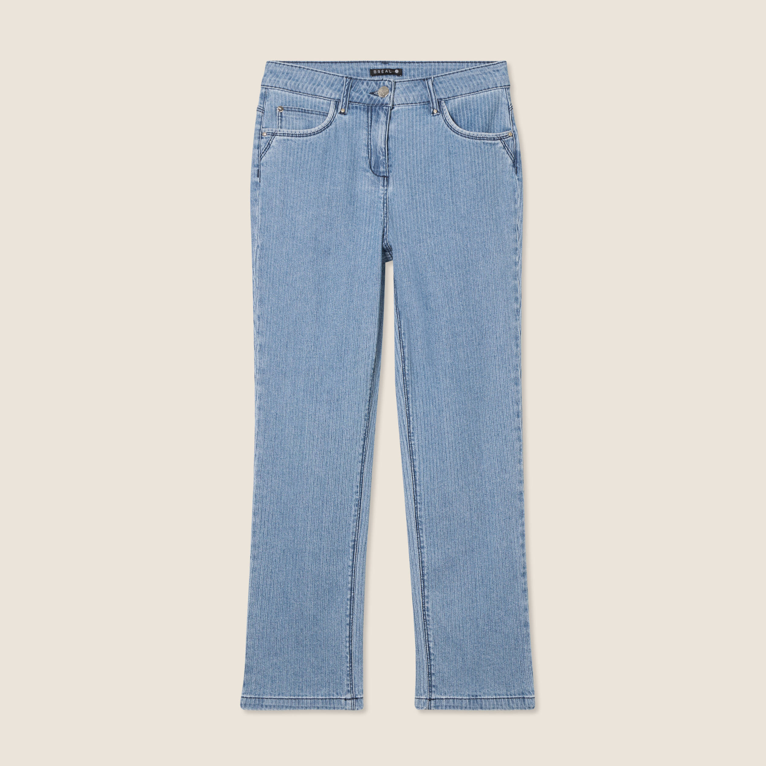 Jean ajusté effet velours denim double stone femme