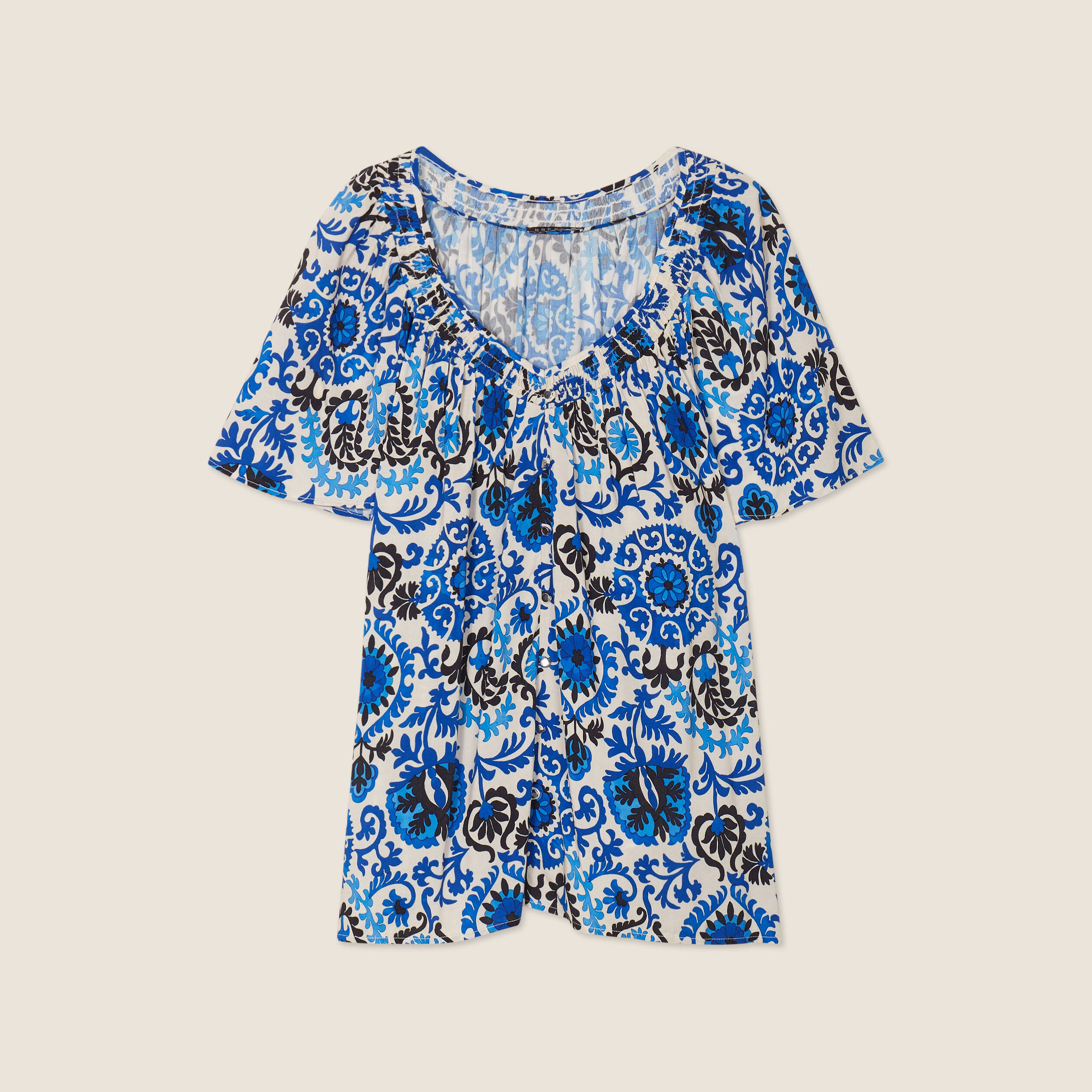 Blouse manches courtes bleu femme