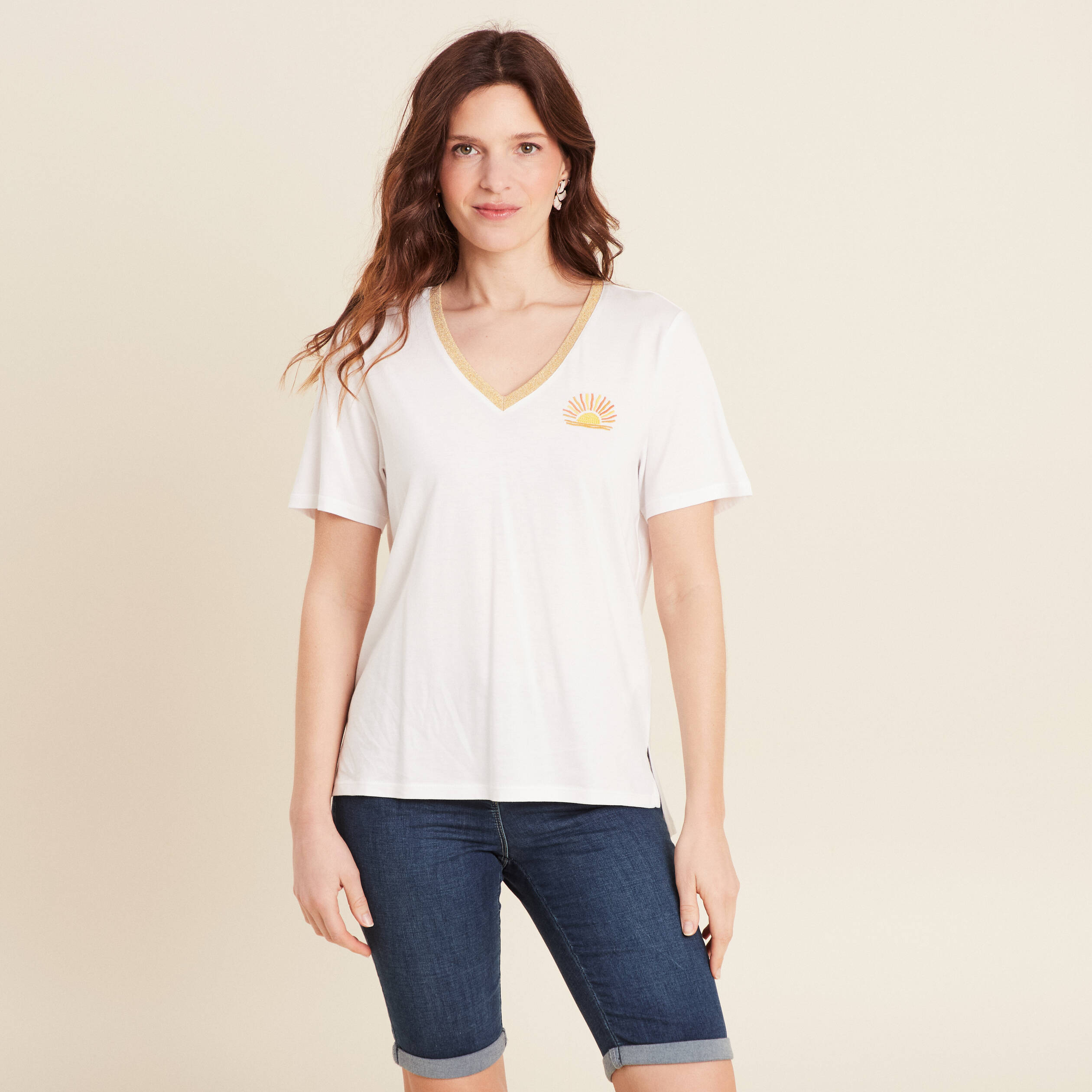 T-shirt manches courtes blanc femme