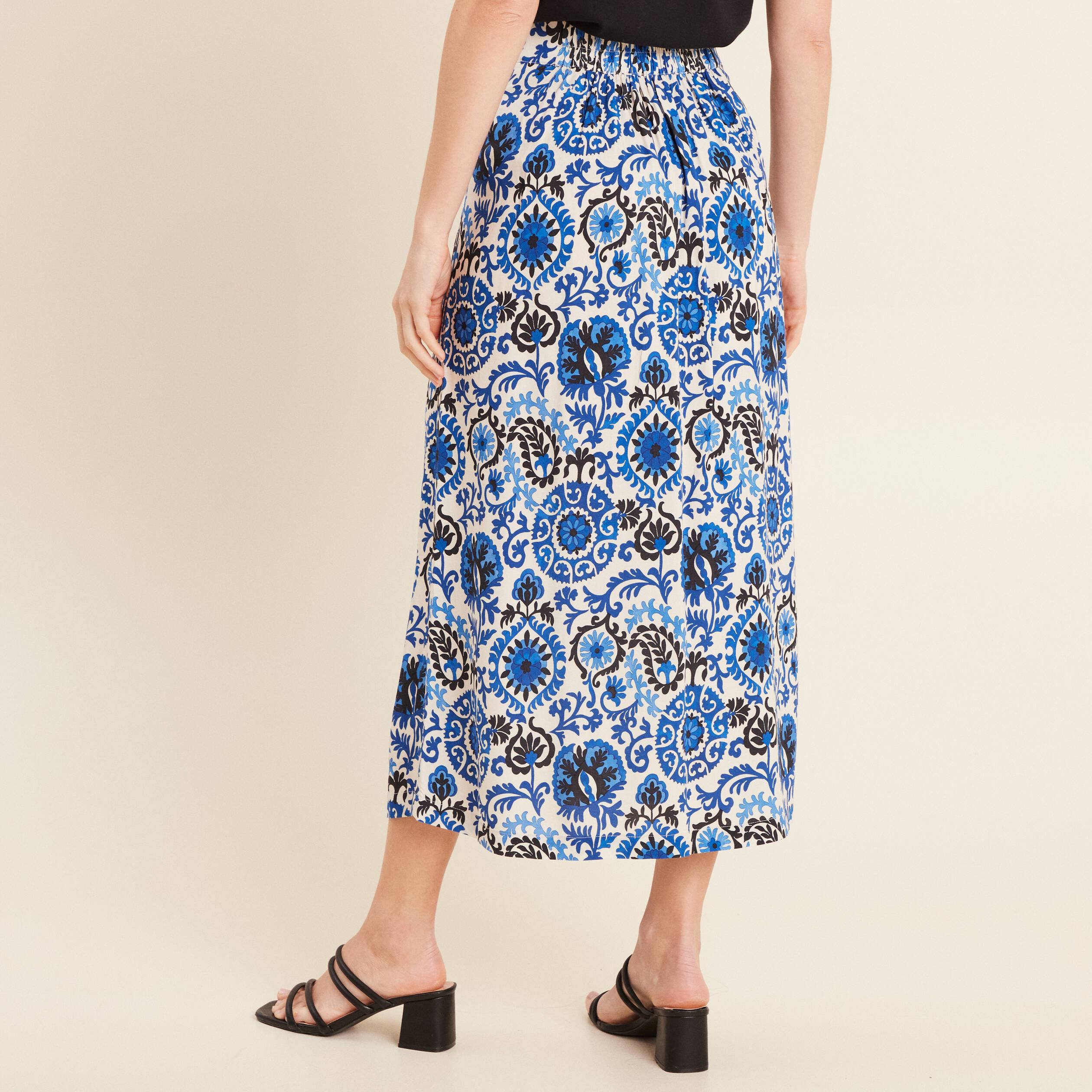 Jupe fluide taille standard bleu femme