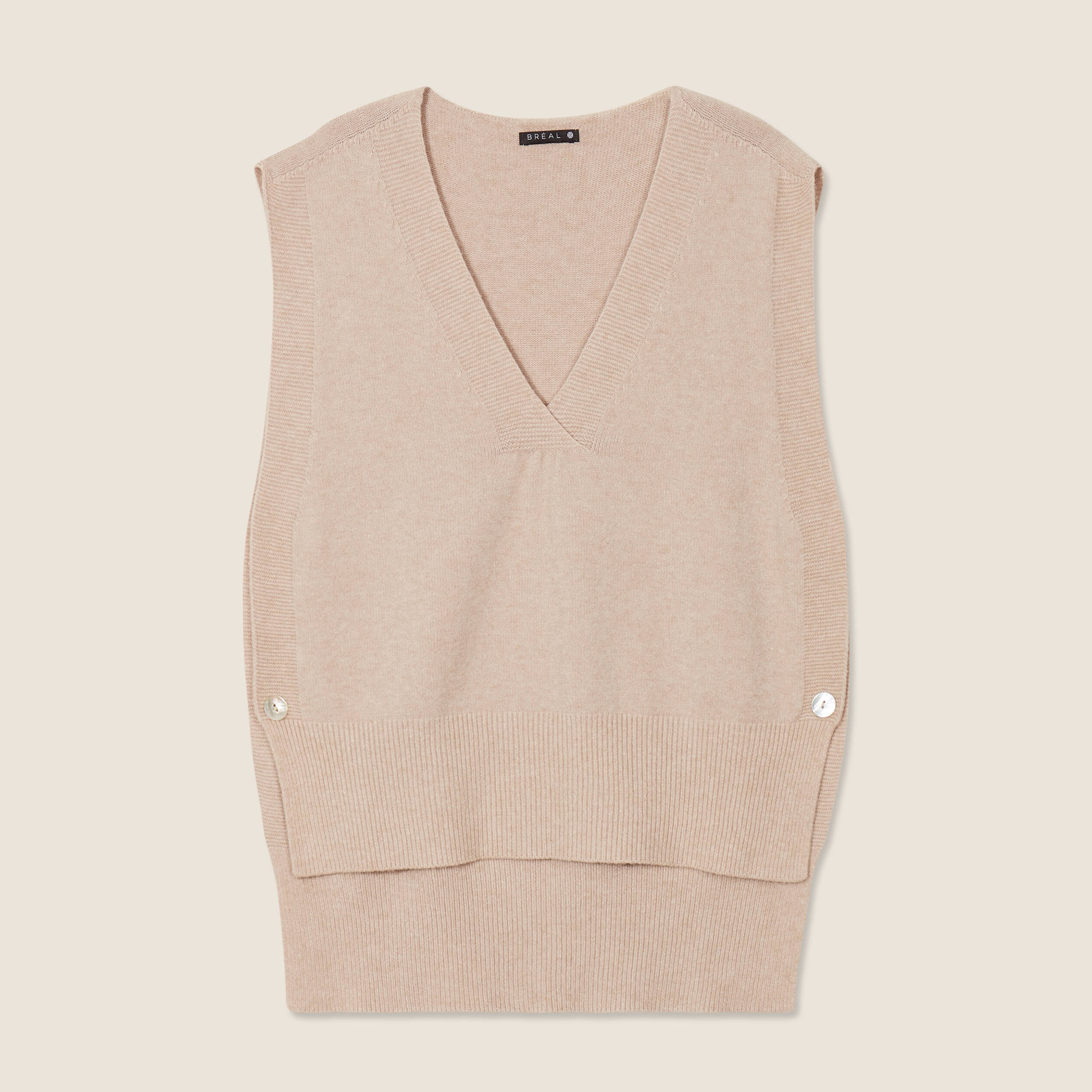 Pull sans manches creme femme