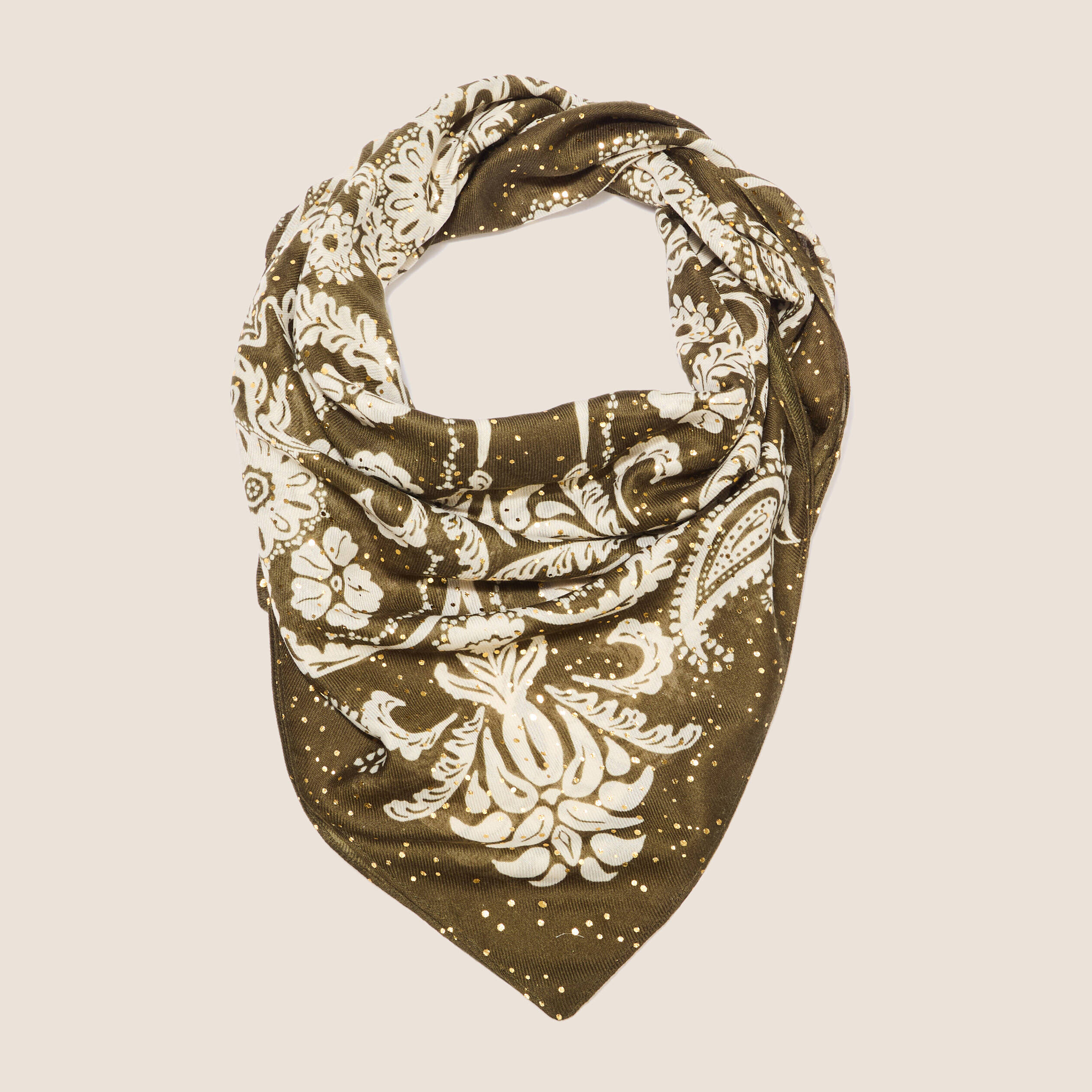 Foulard à paillettes vert kaki femme