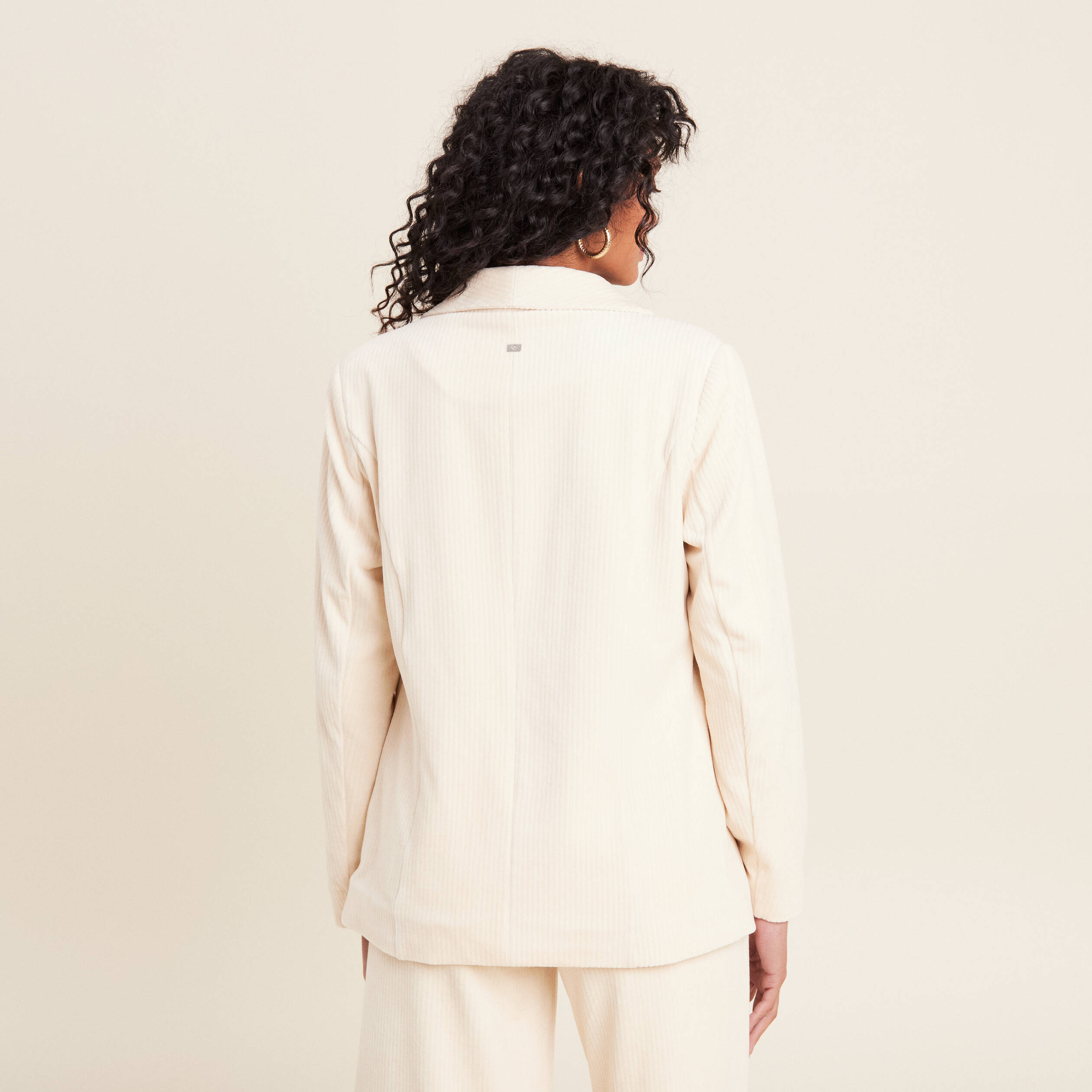 Veste tailleur velours ivoire femme