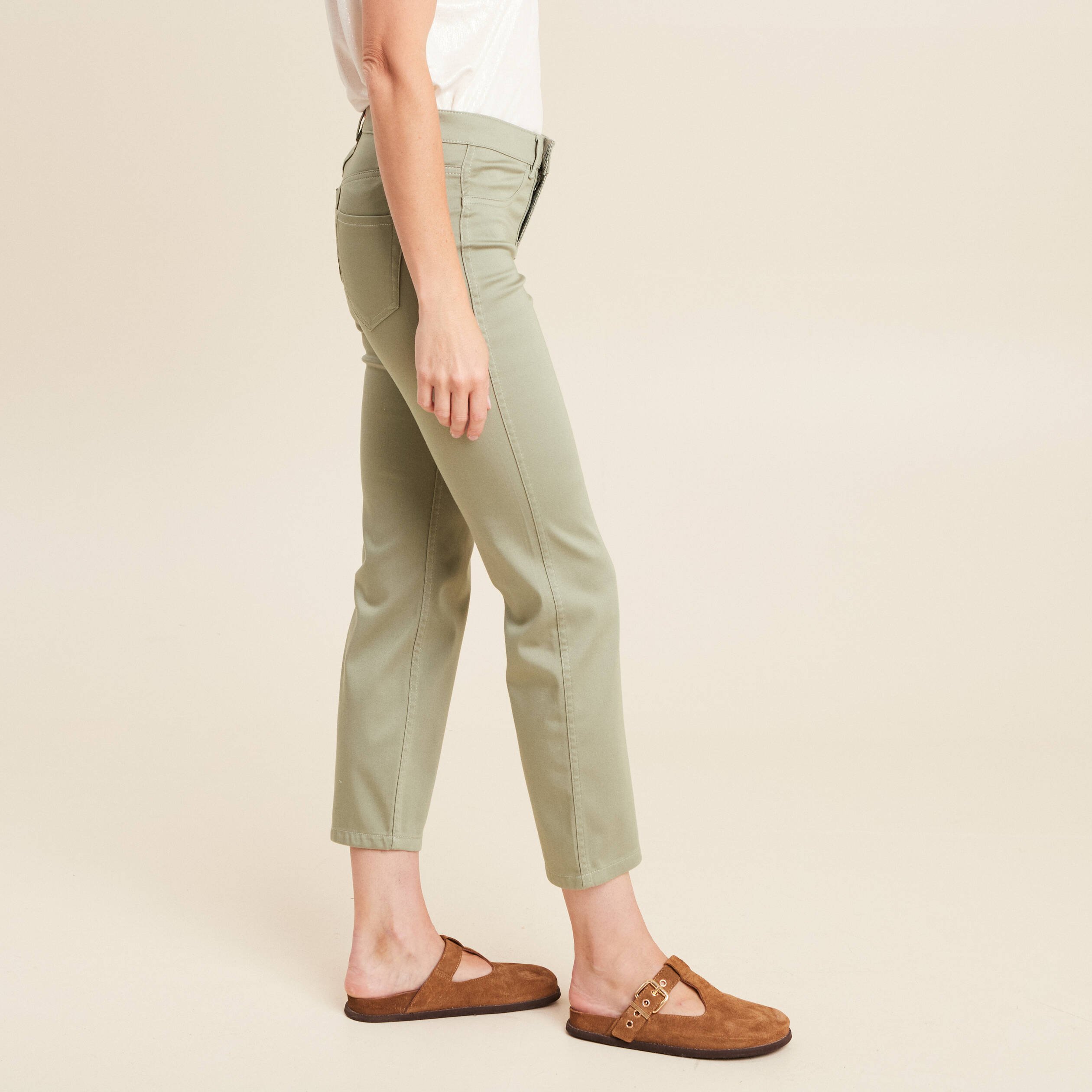 pantalon reversible droit 78eme vert olive femme Pantalon réversible droit 7/8ème vert olive femme