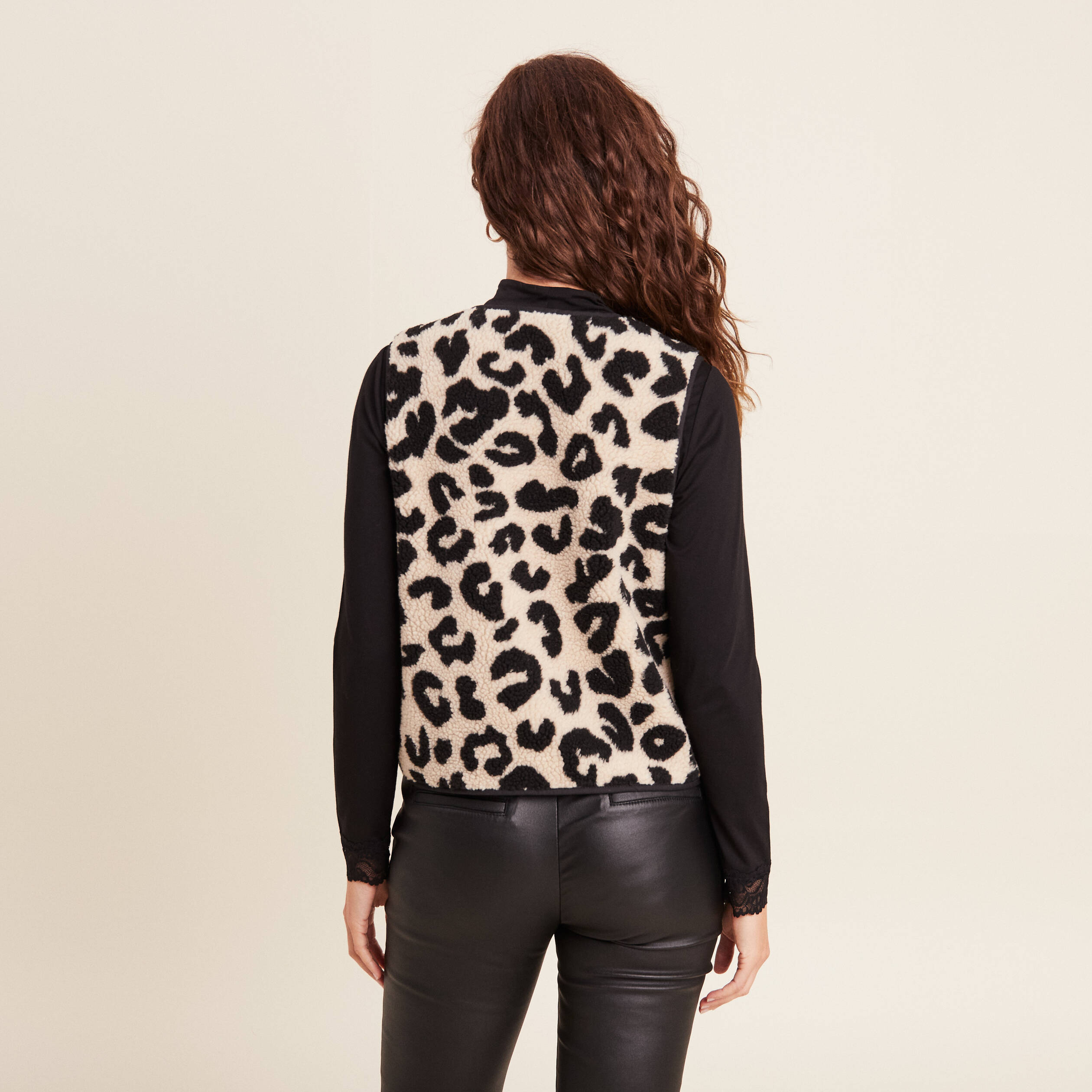 Gilet sans manches laine mouton beige femme