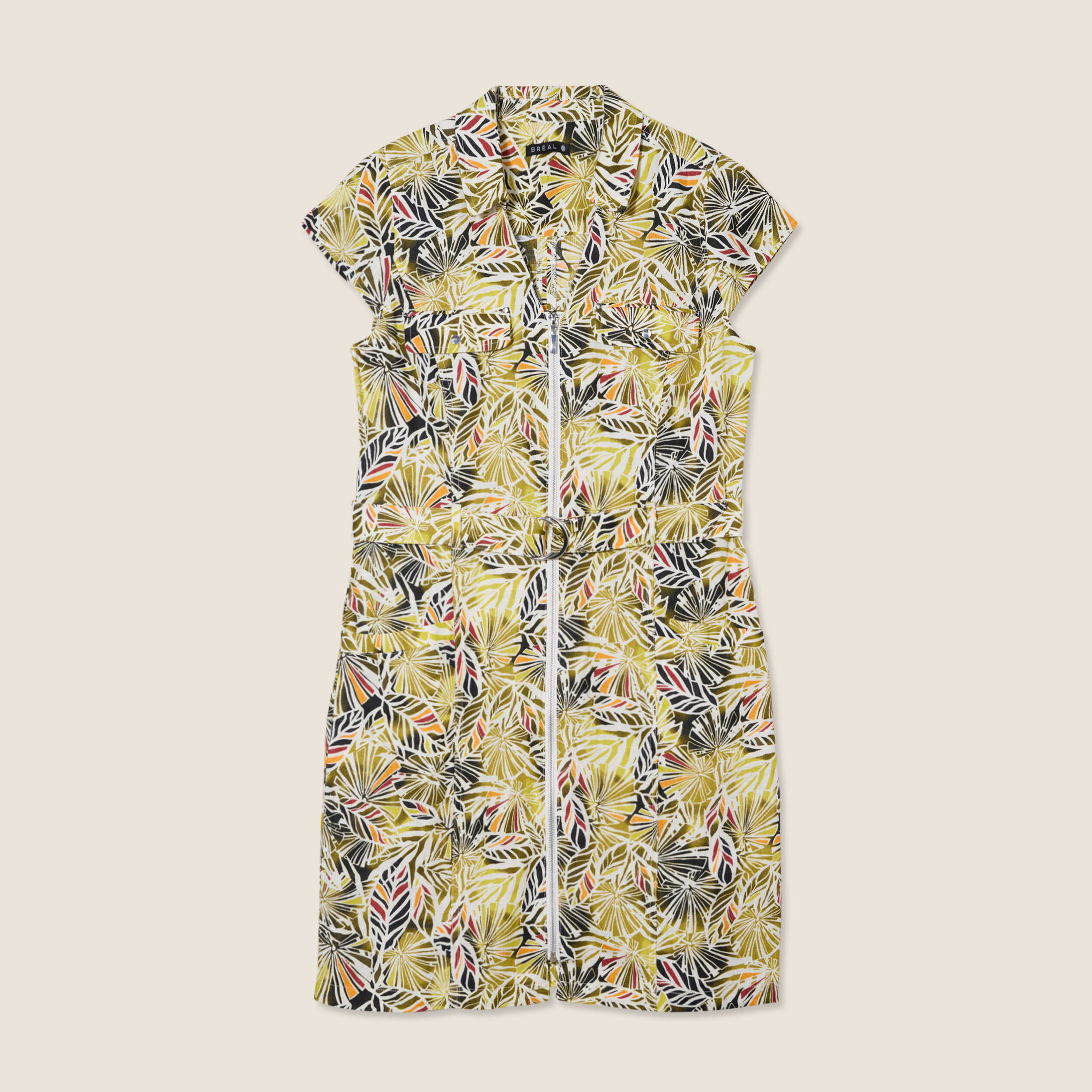 Robe droite zippée vert femme