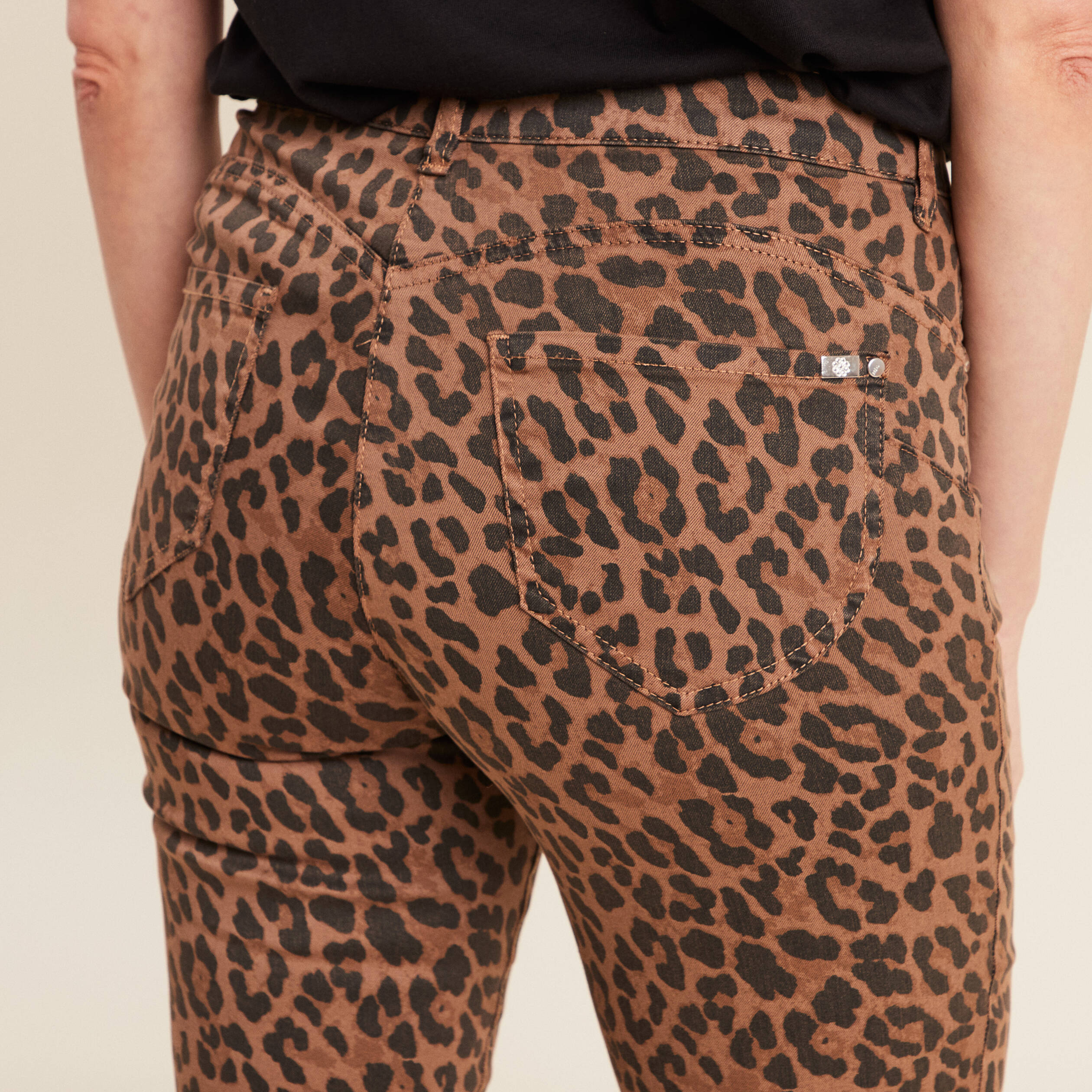 Pantalon léger taille standard 7/8ème marron cognac femme