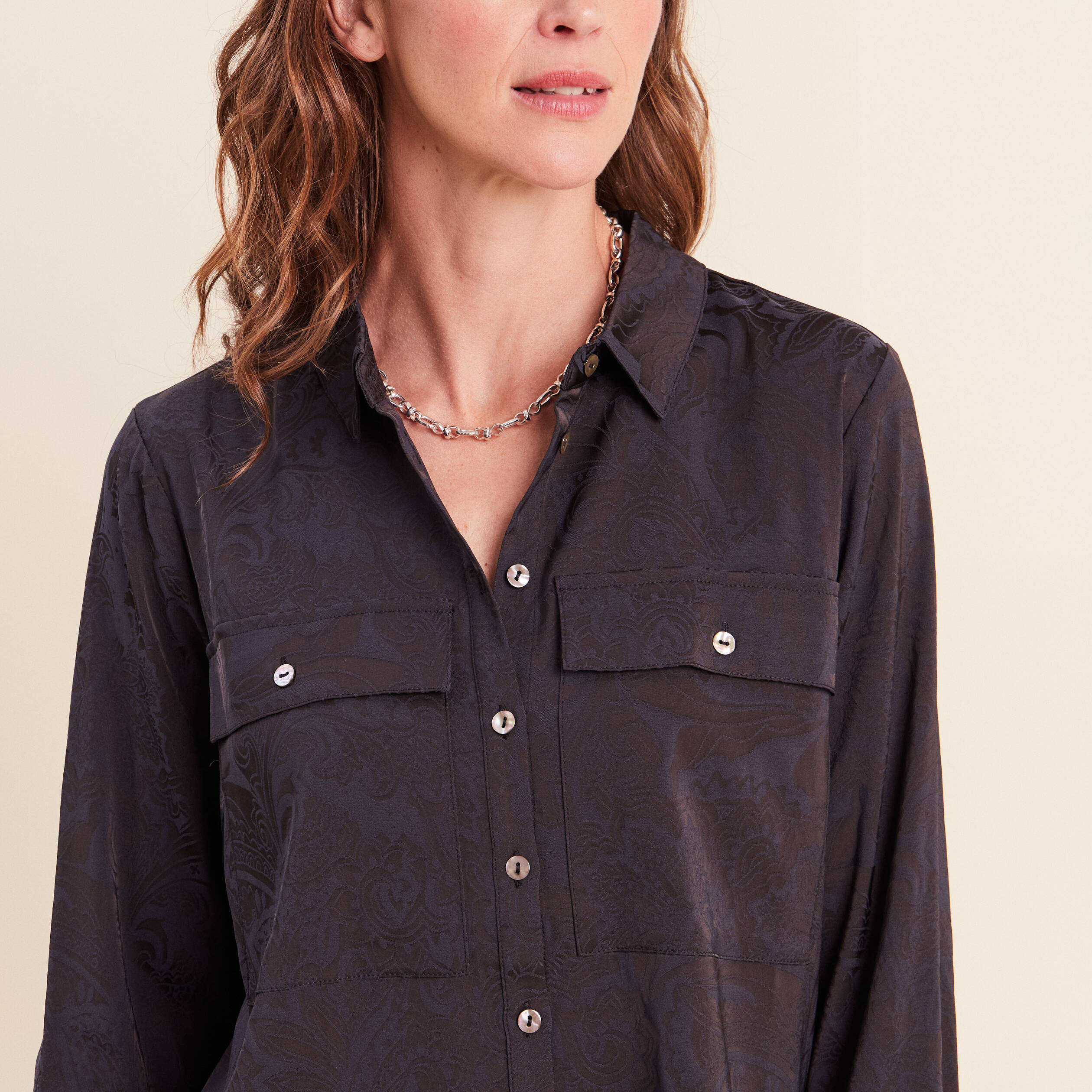 Chemise manches longues bleu femme