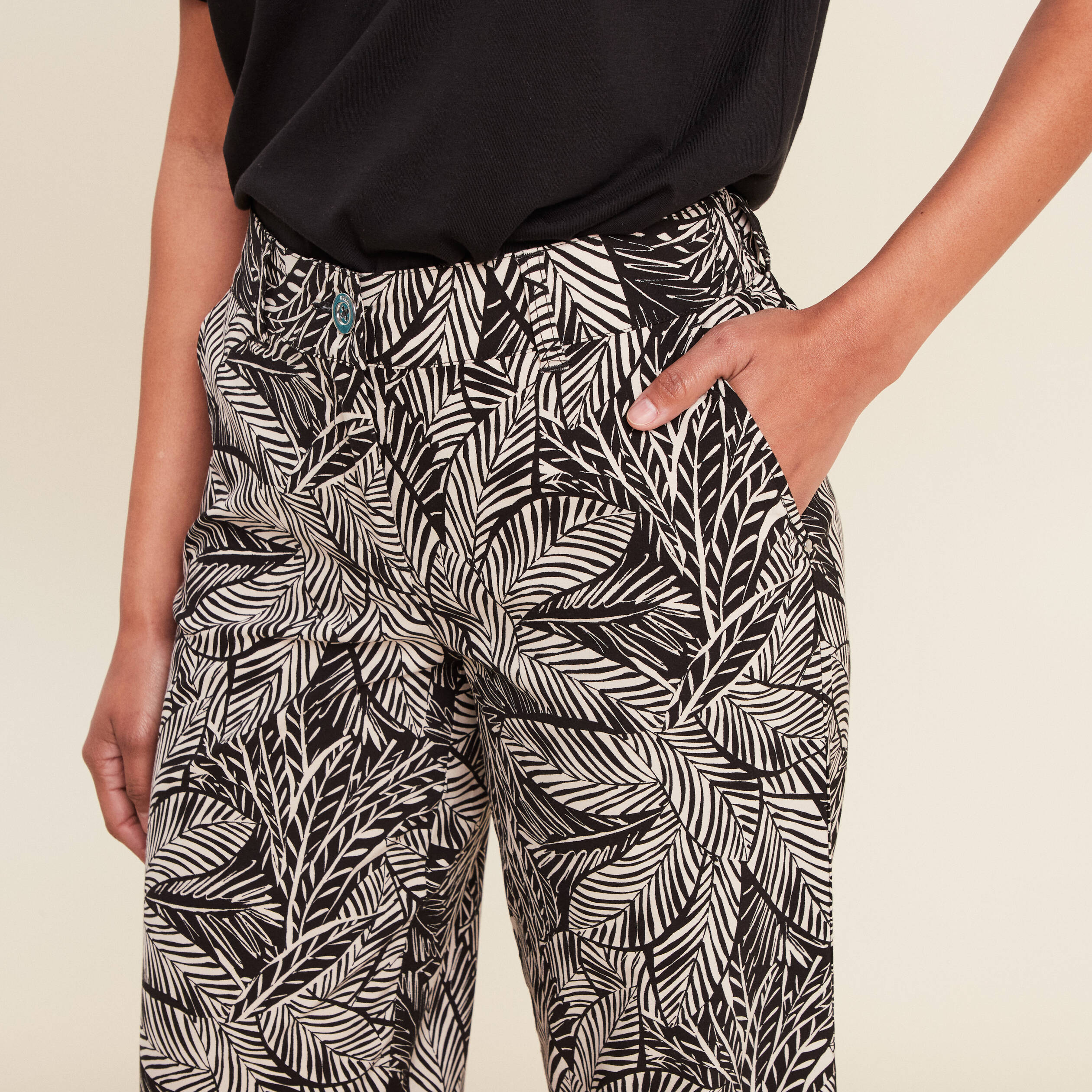 Pantalon large 7/8ème noir femme