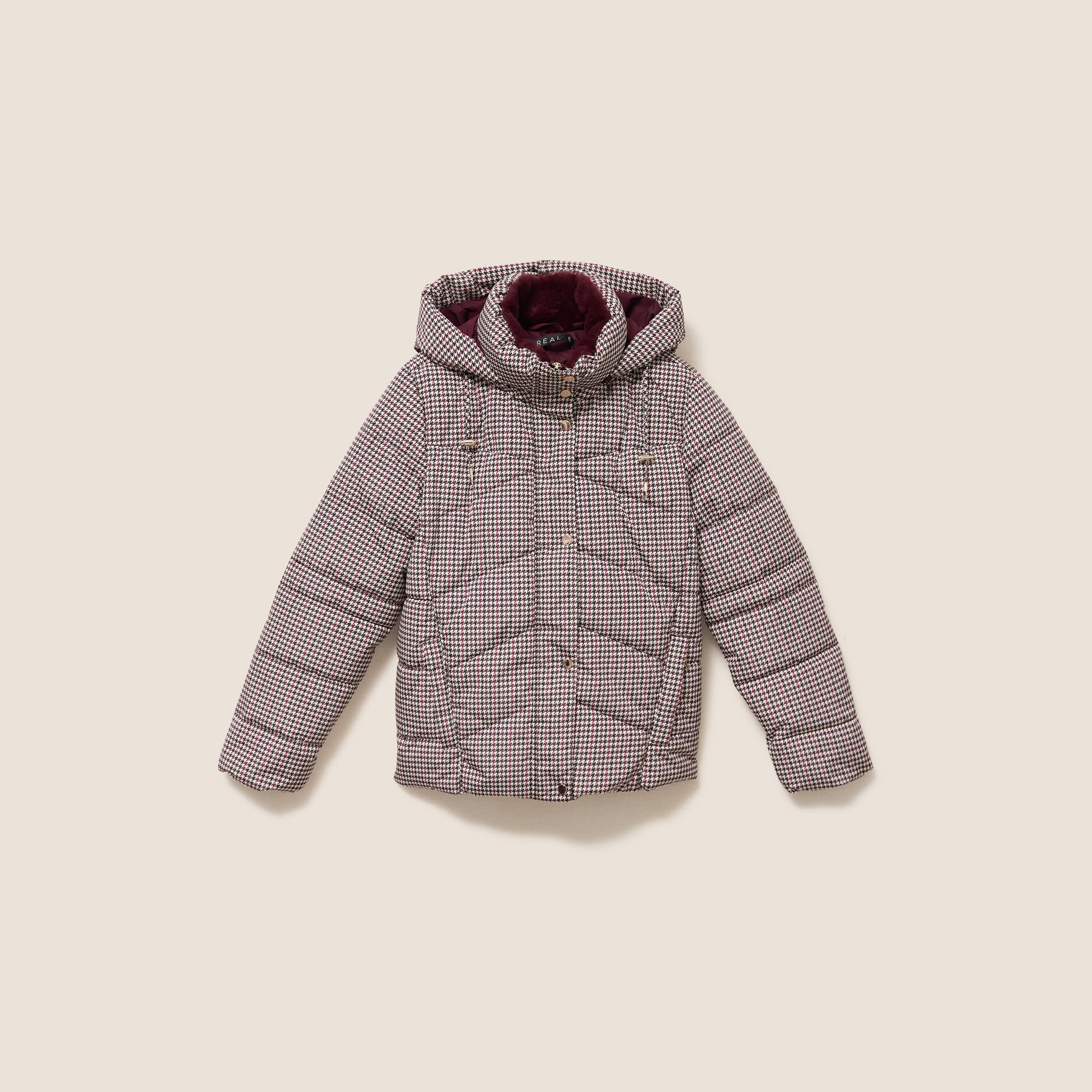 Doudoune capuche manches longues multicolore femme