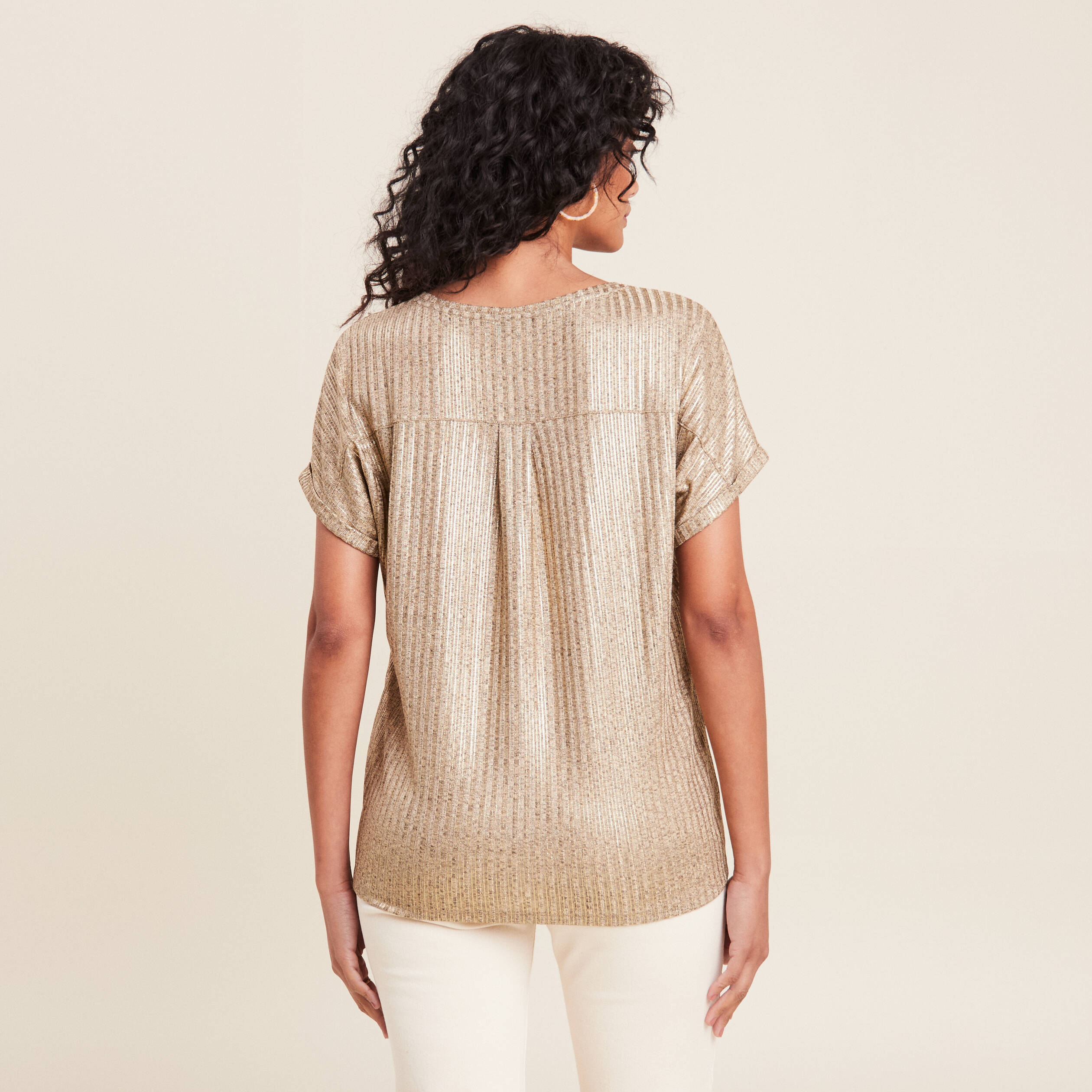 T-shirt manches courtes irisé couleur or femme