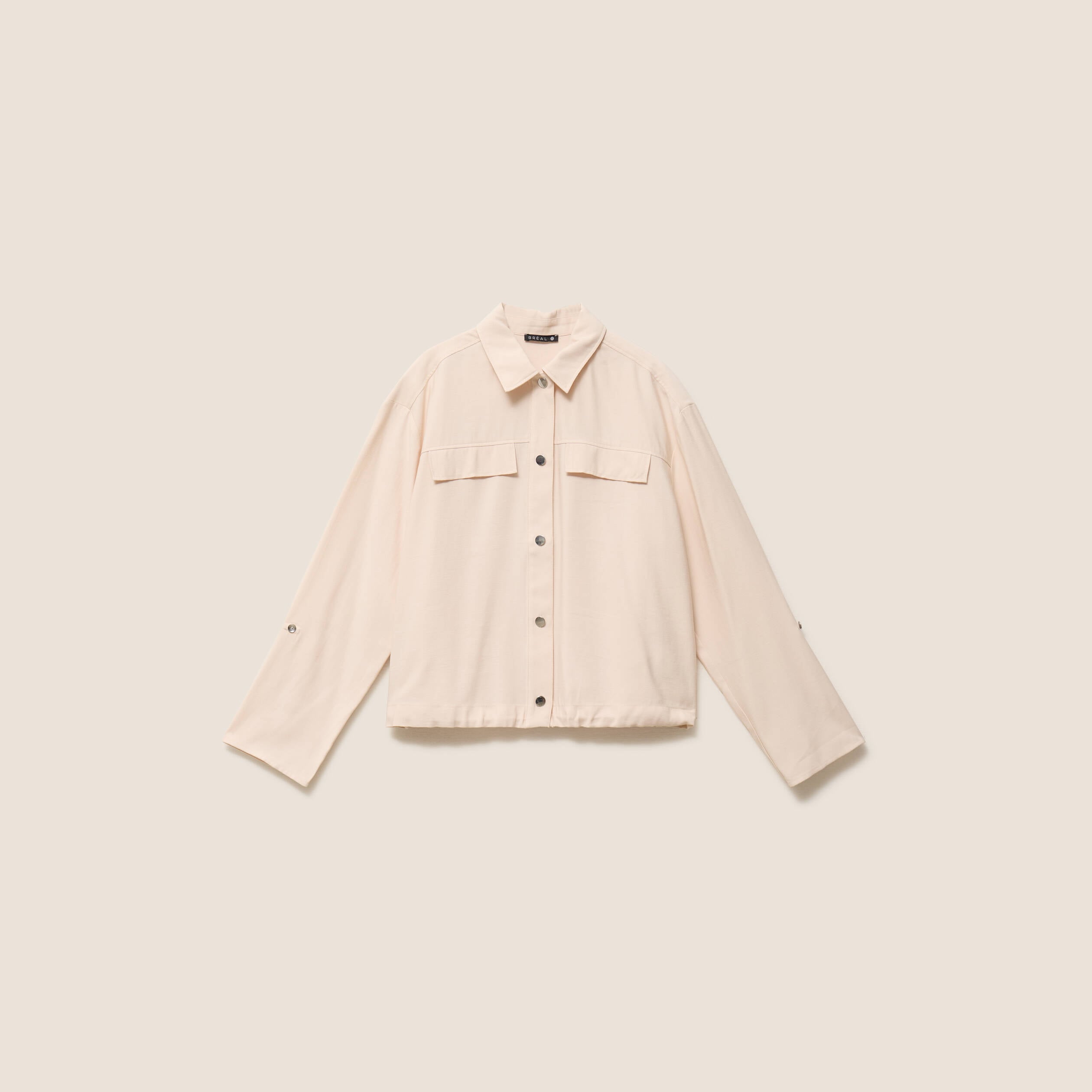 Chemise col chemise manches longues creme femme