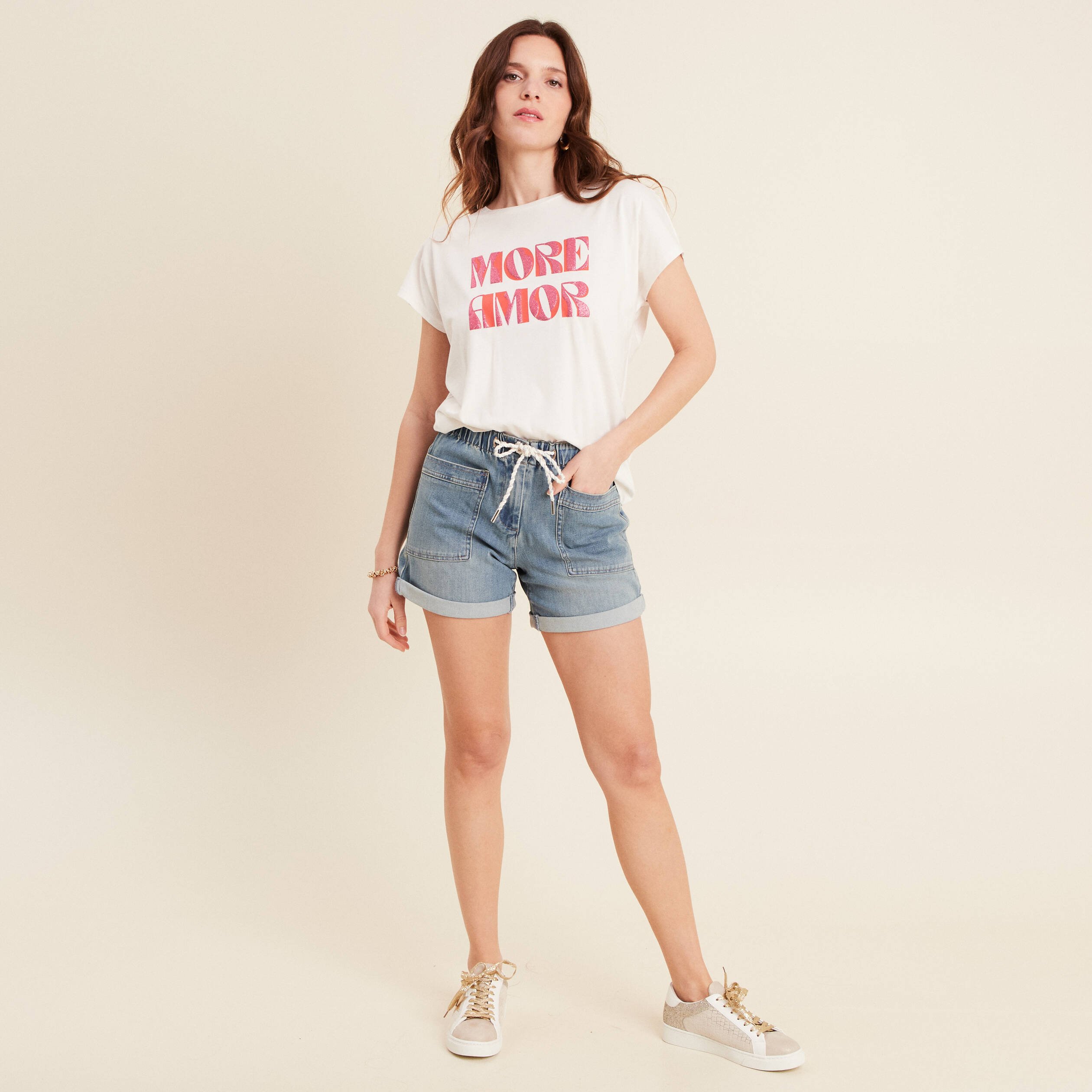 short relax en jean denim double stone femme Short relax en jean denim double stone femme