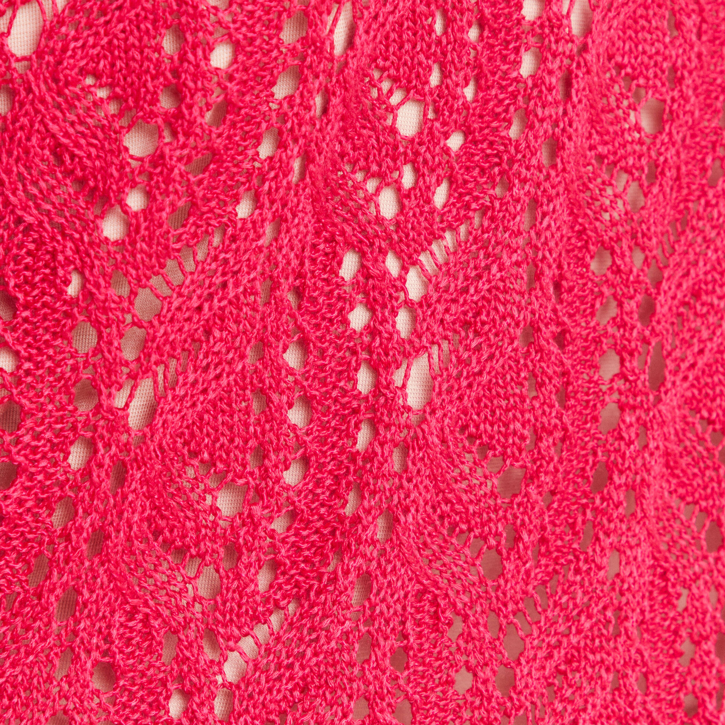 Pull manches 3/4 ajouré rose fushia femme
