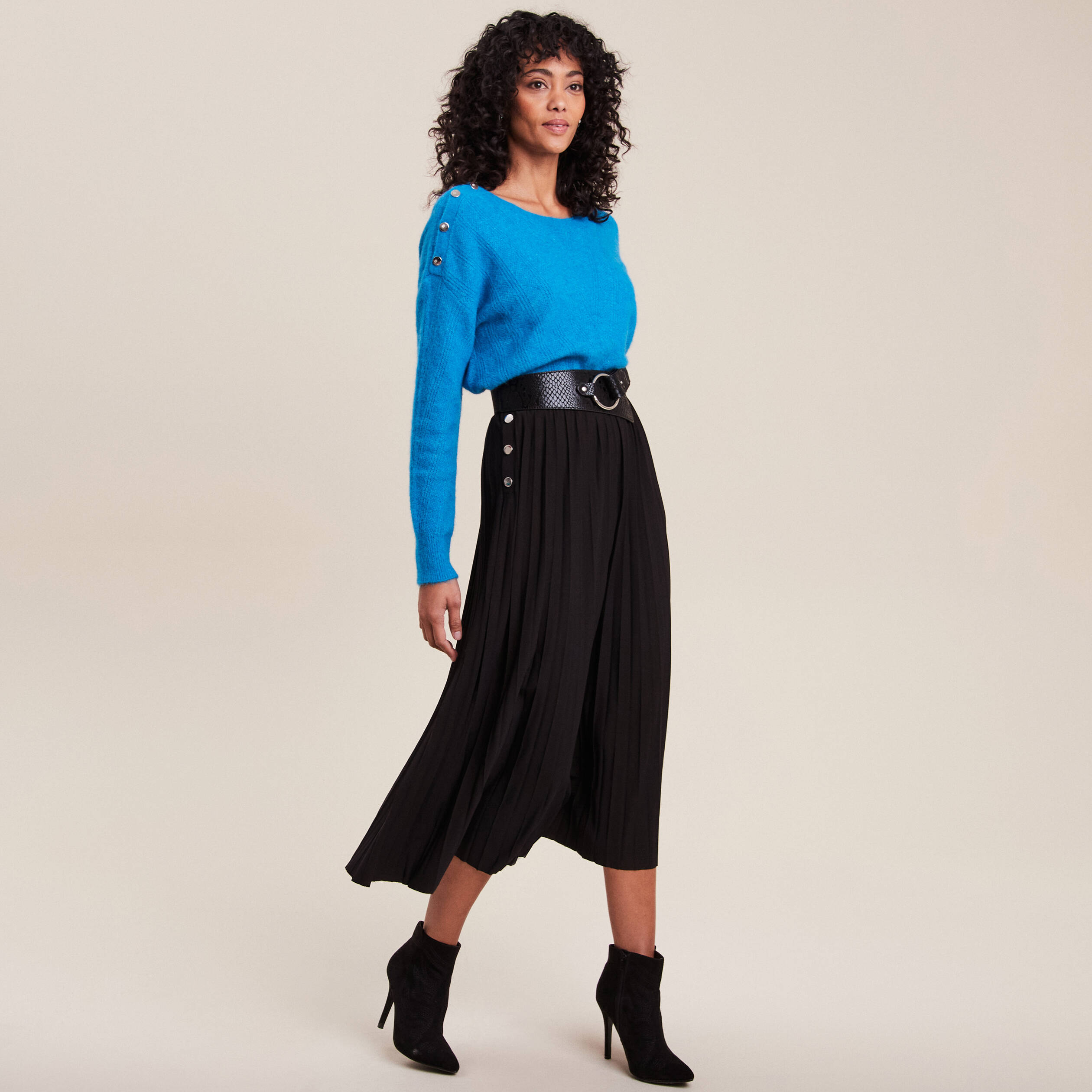 Pull manches longues bleu femme