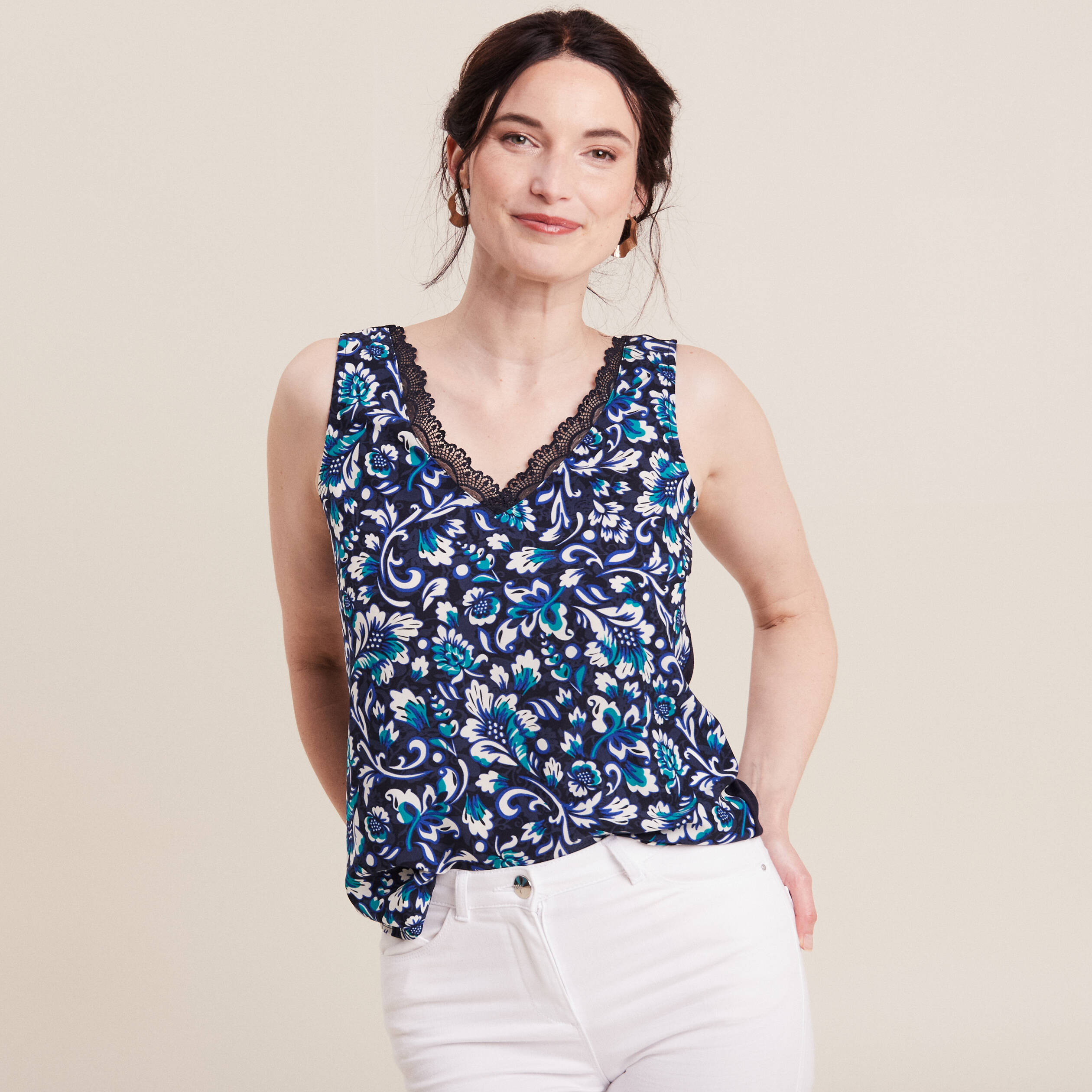 D&eacute;bardeur bretelles larges bleu femme