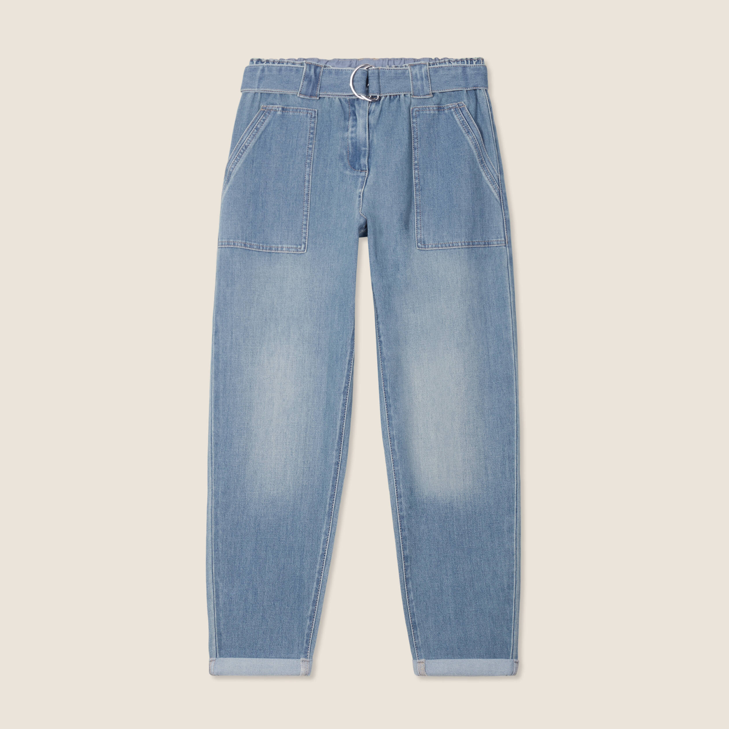 Jean paperbag 7/8ème denim double stone femme