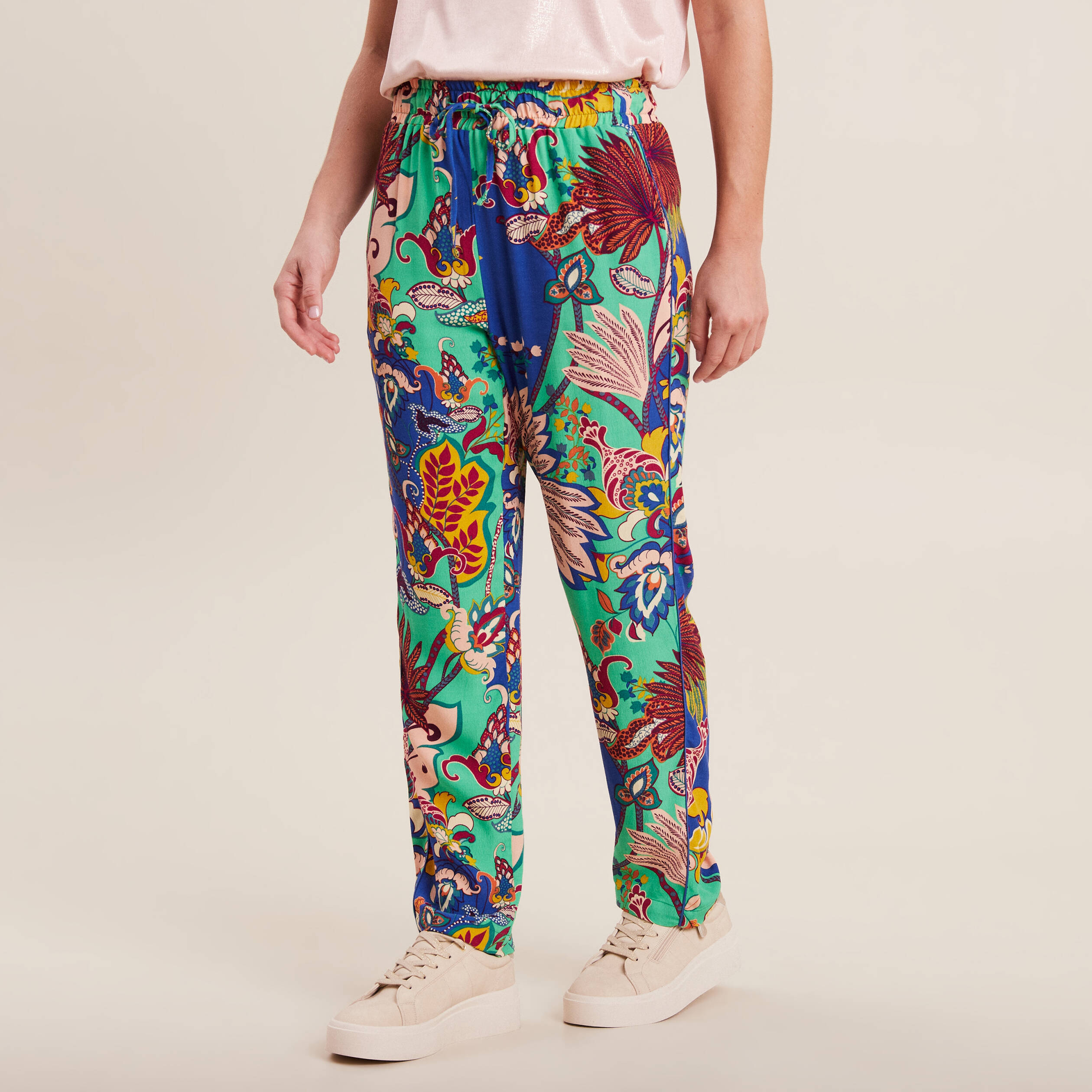 Pantalon carotte fluide 7/8ème vert femme