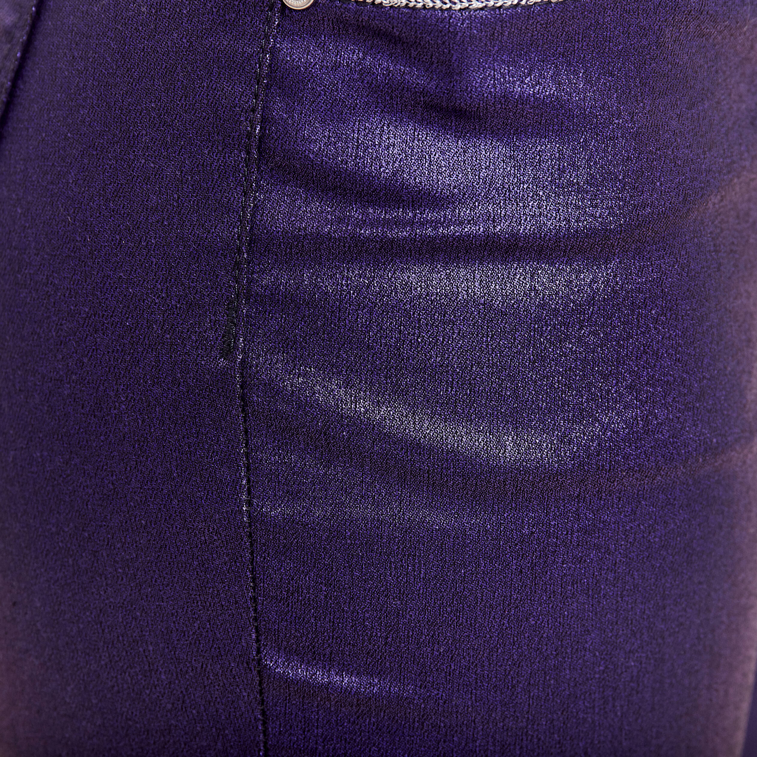 Pantalon ajusté aspect irisé violet foncé femme