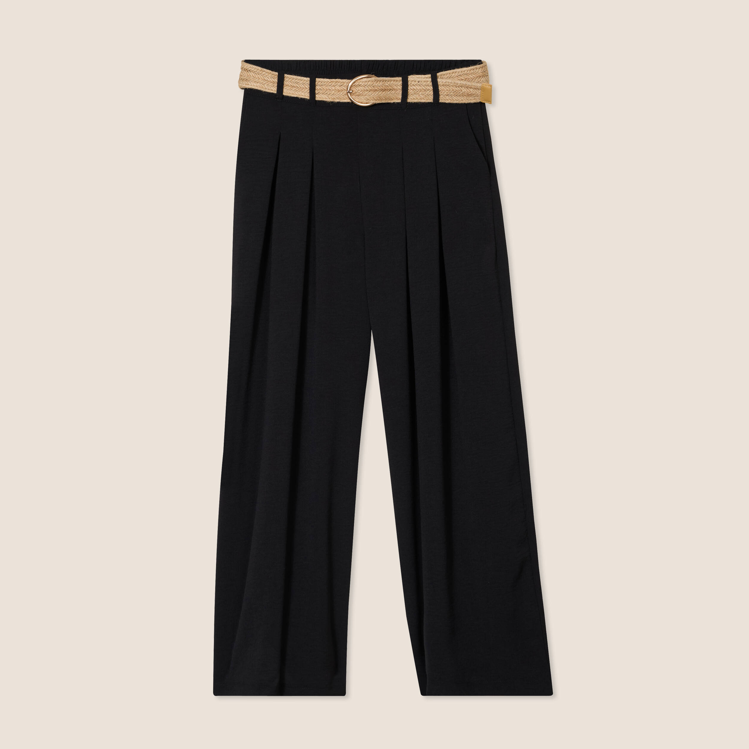 Pantalon jupe-culotte large noir femme