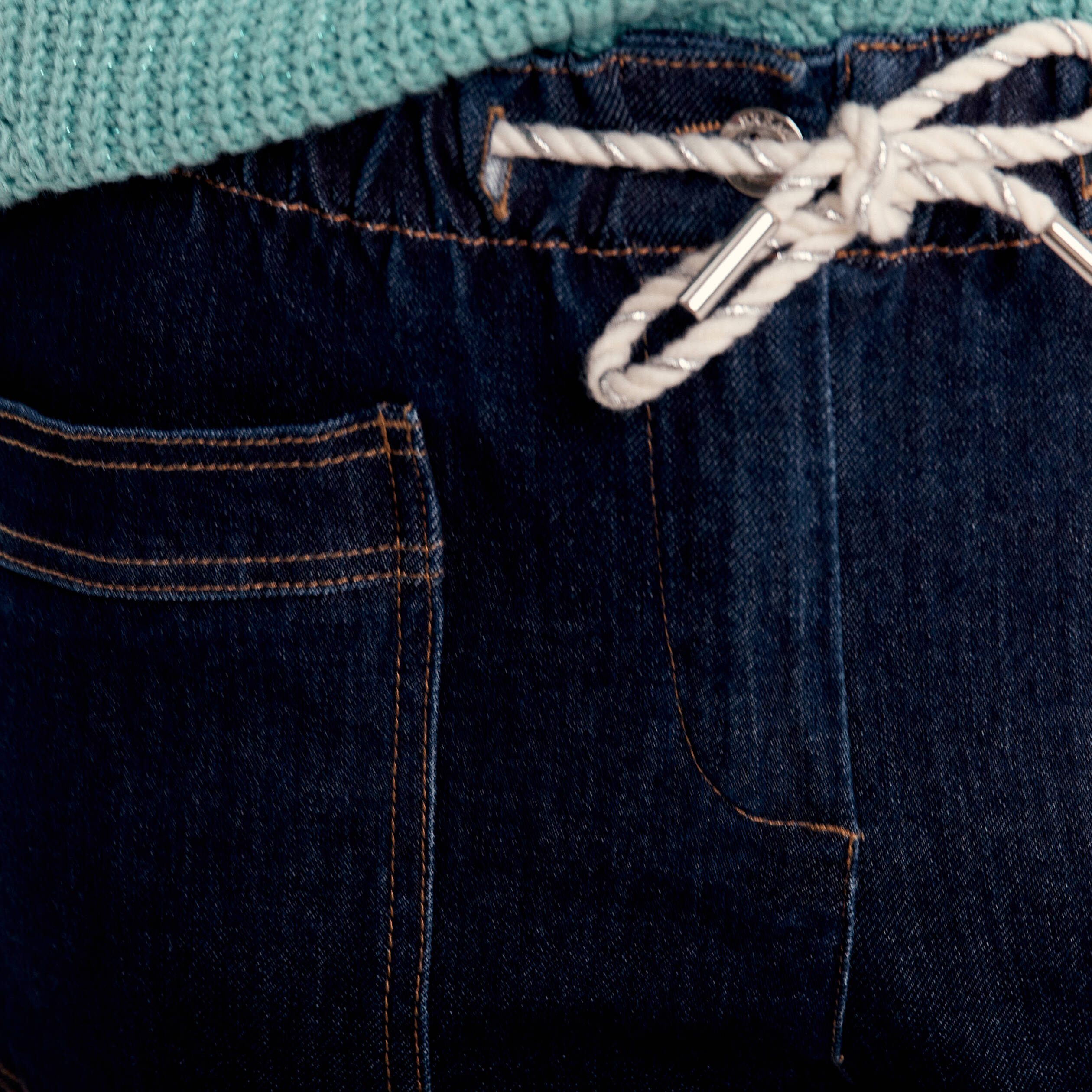 Jean large à coulisse denim brut femme