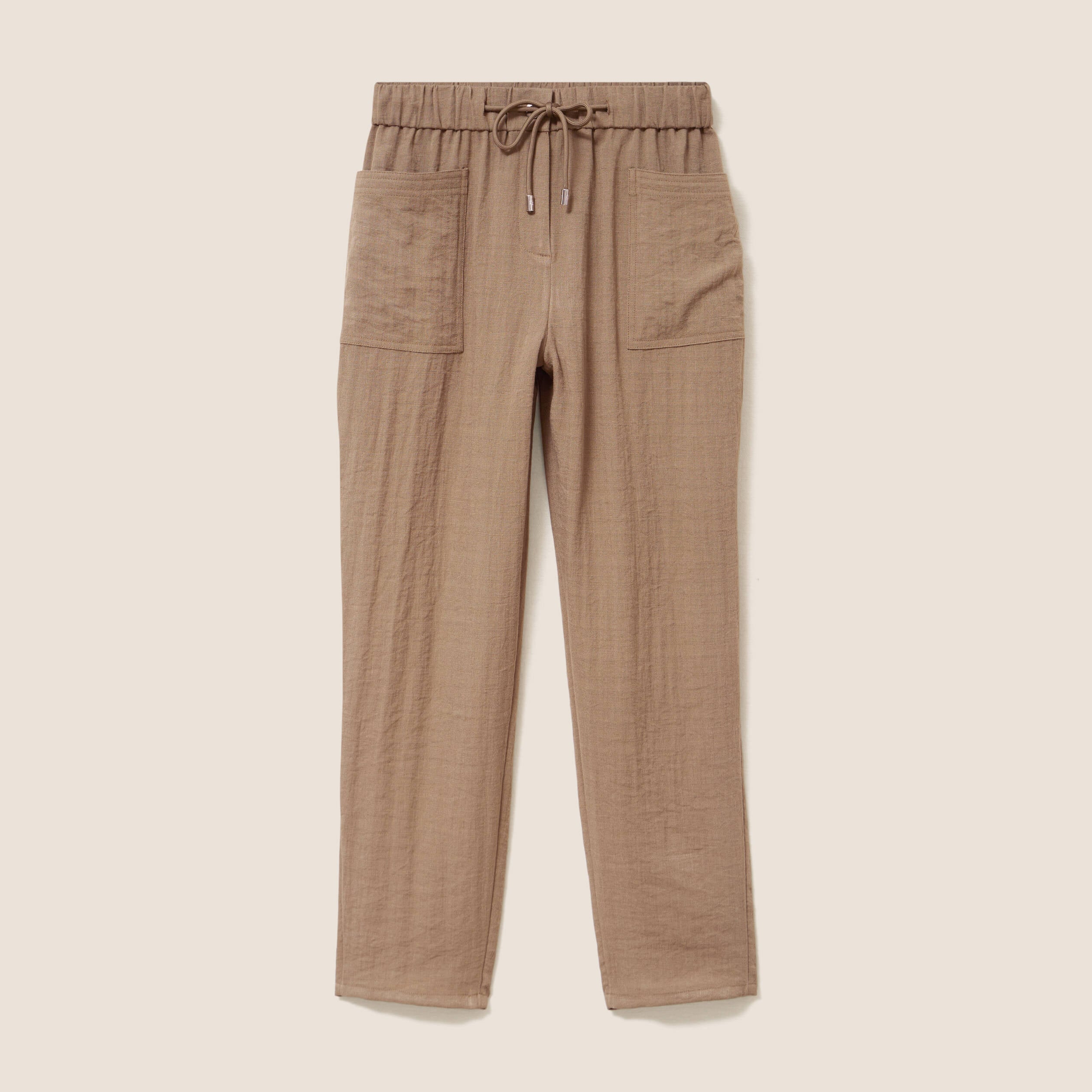 Pantalon mom 7/8&egrave;me en coton vert kaki femme