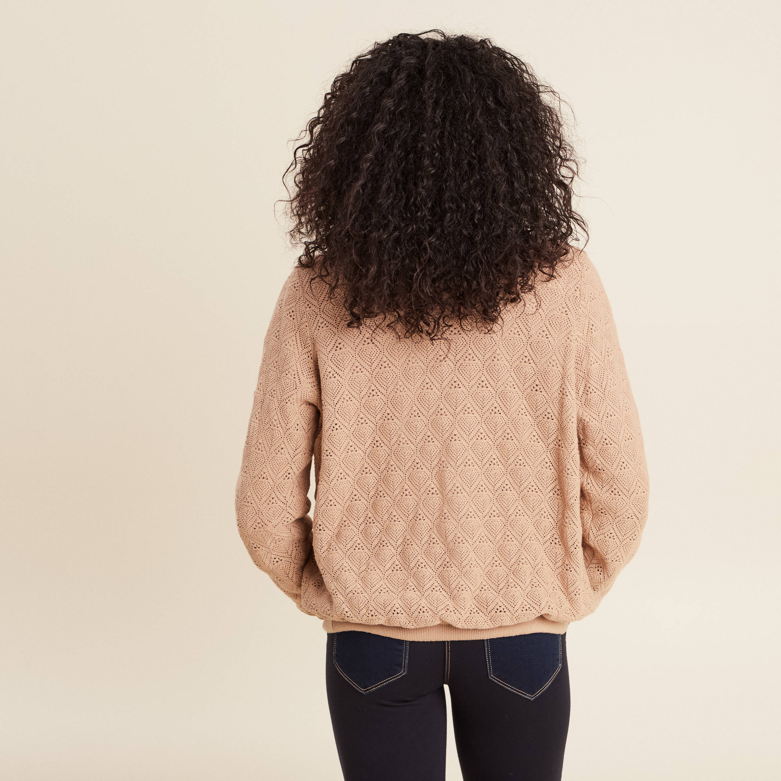 Gilet r&eacute;versible ajour&eacute; sable femme