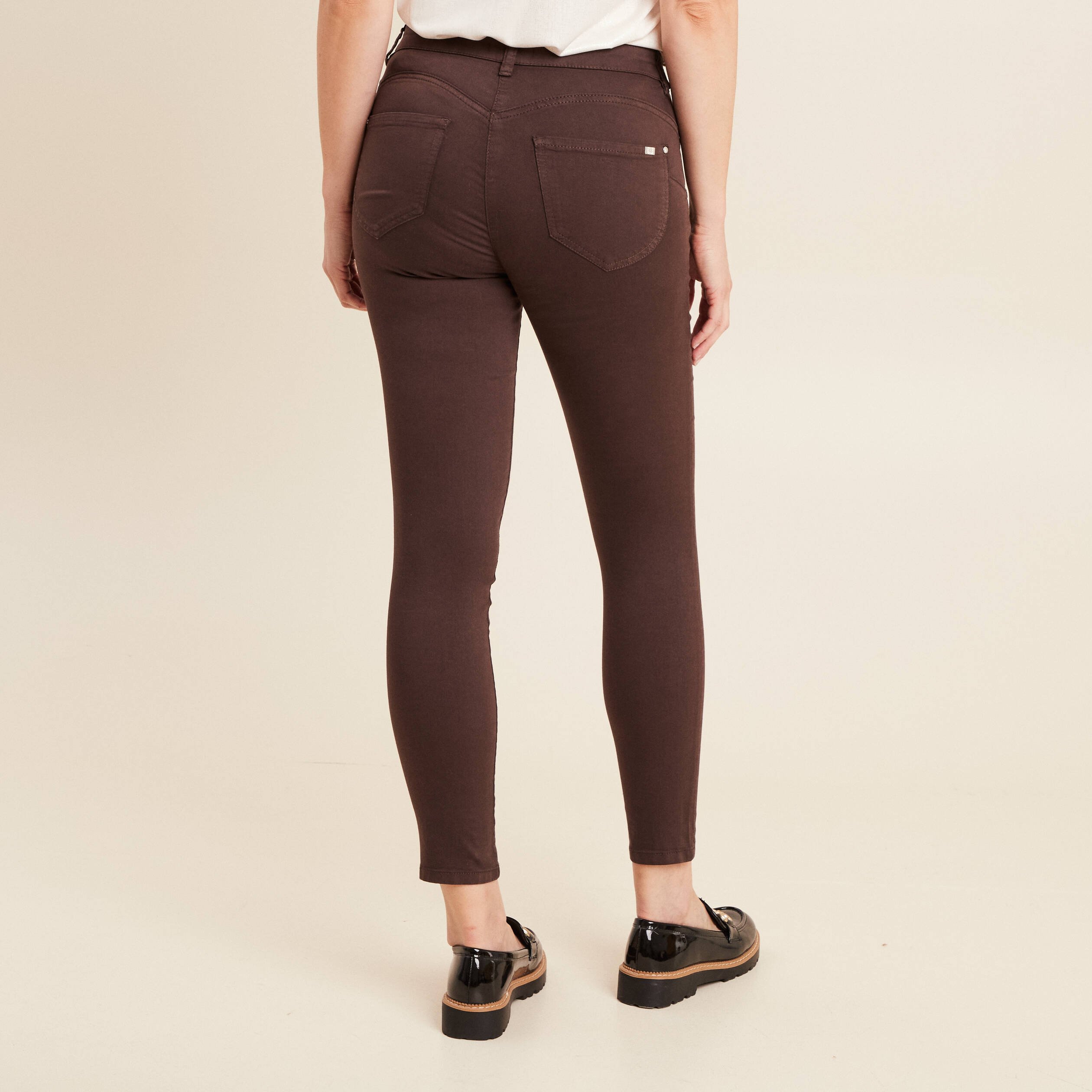 pantalon leger taille standard 78eme marron fonce femme Pantalon léger taille standard 7/8ème marron foncé femme