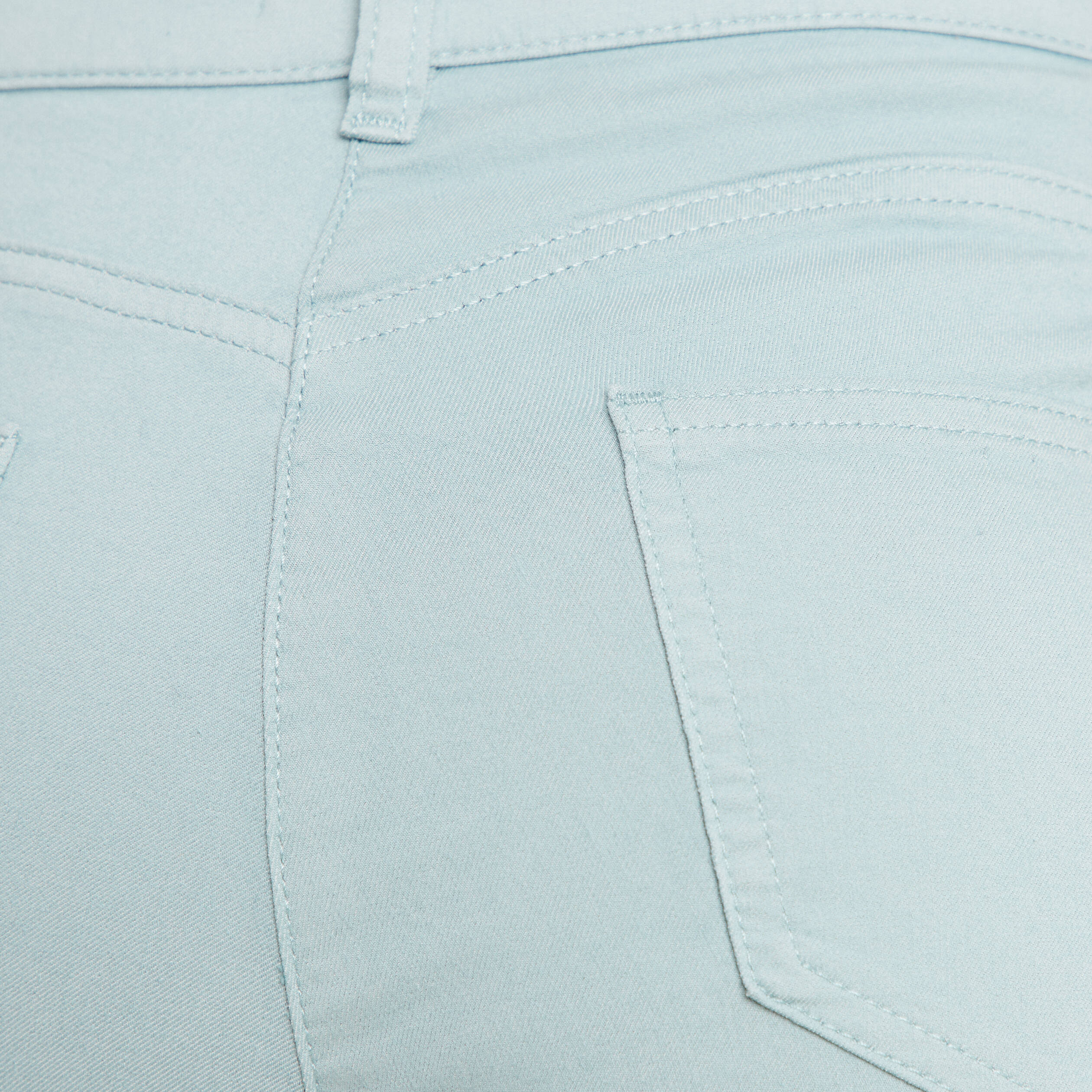 Pantalon droit taille haute 7/8ème bleu canard femme