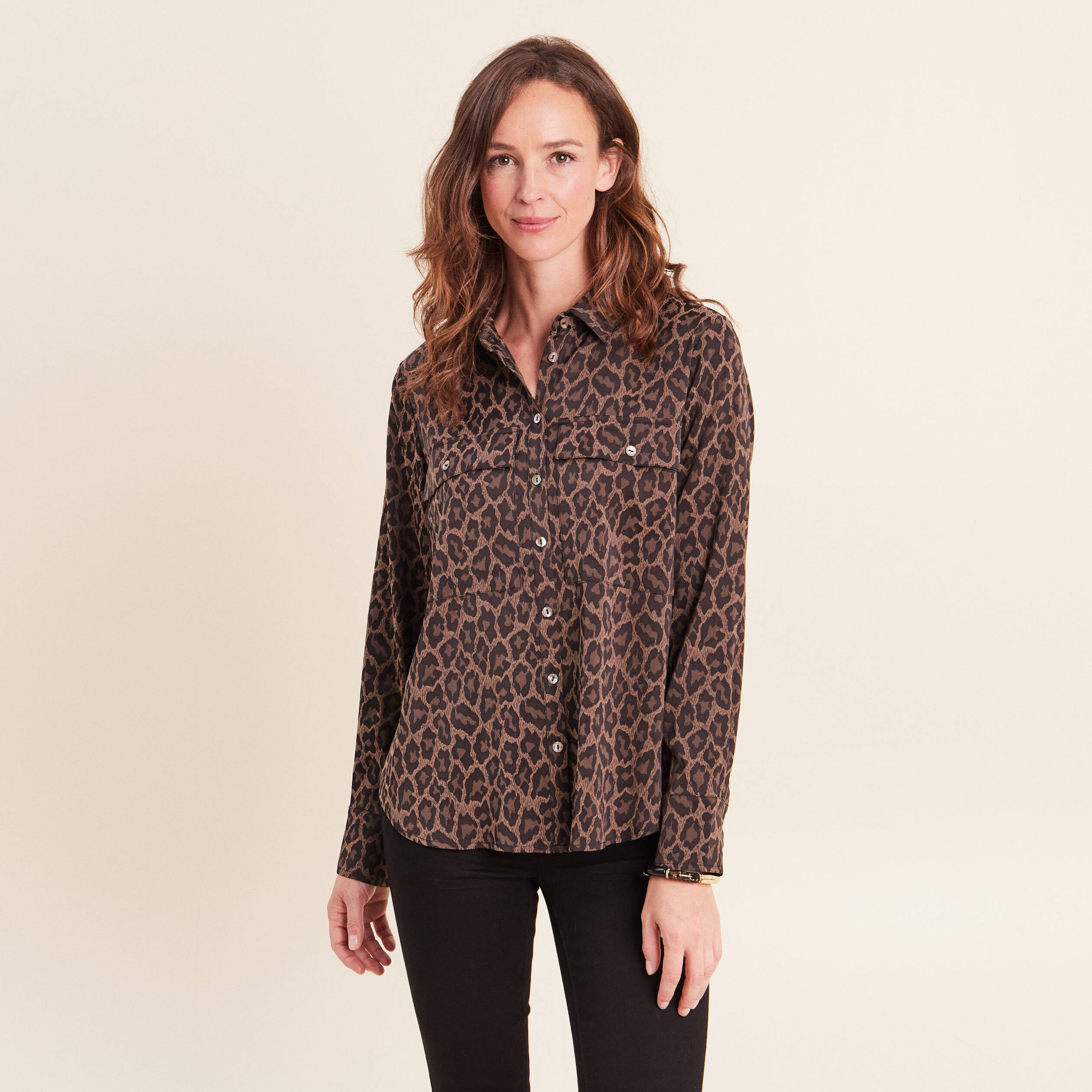Chemise manches longues creme femme